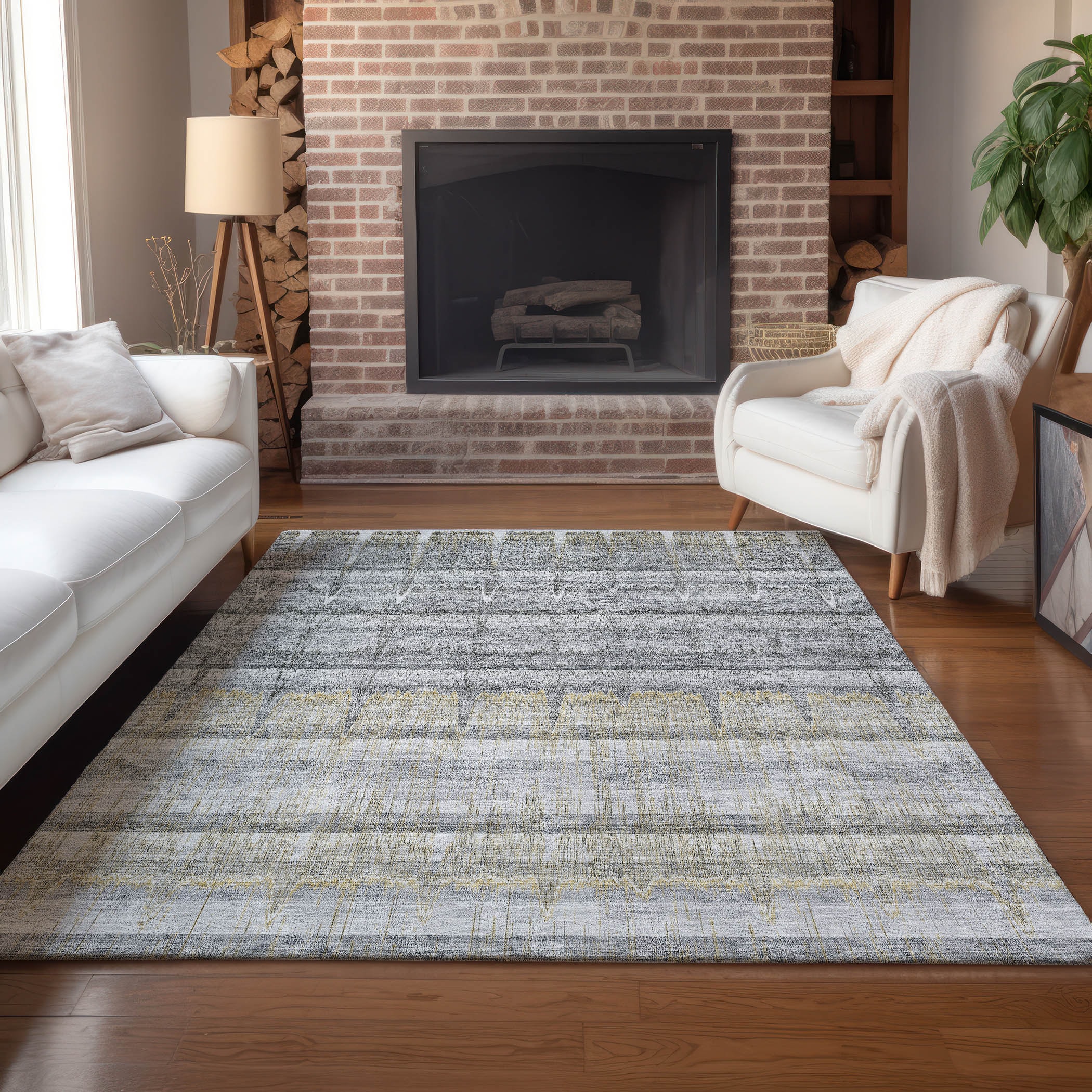 Addison Rugs ACN629GY8X10 Chantille ACN629GY 8 x 10 (ft) Polyester Gray Rectangular Indoor/Outdoor Geometric Machine washable Area rug