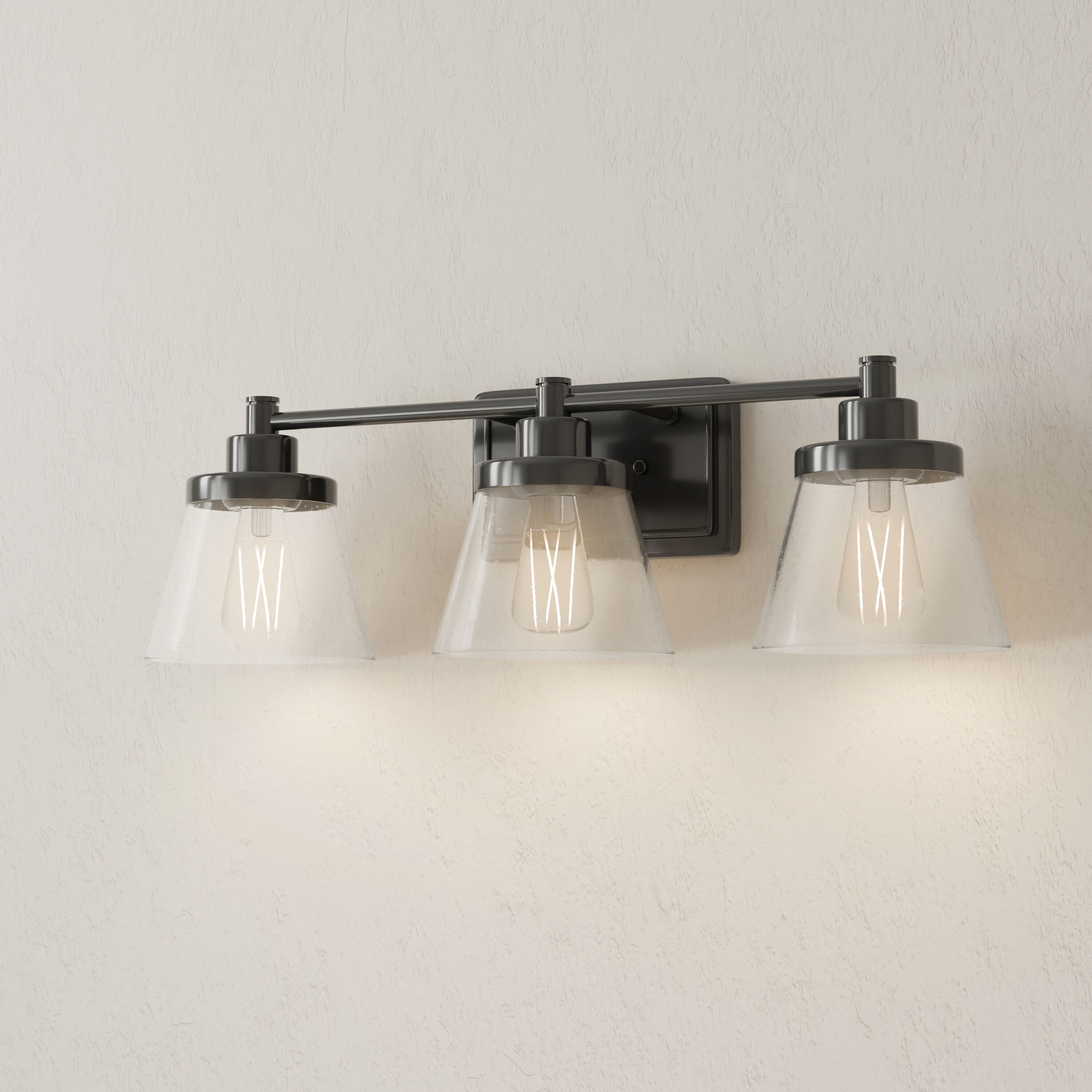 Progress Lighting P300350-31M Hinton 24.5-in 3 -Light Matte Black Farmhouse Vanity light