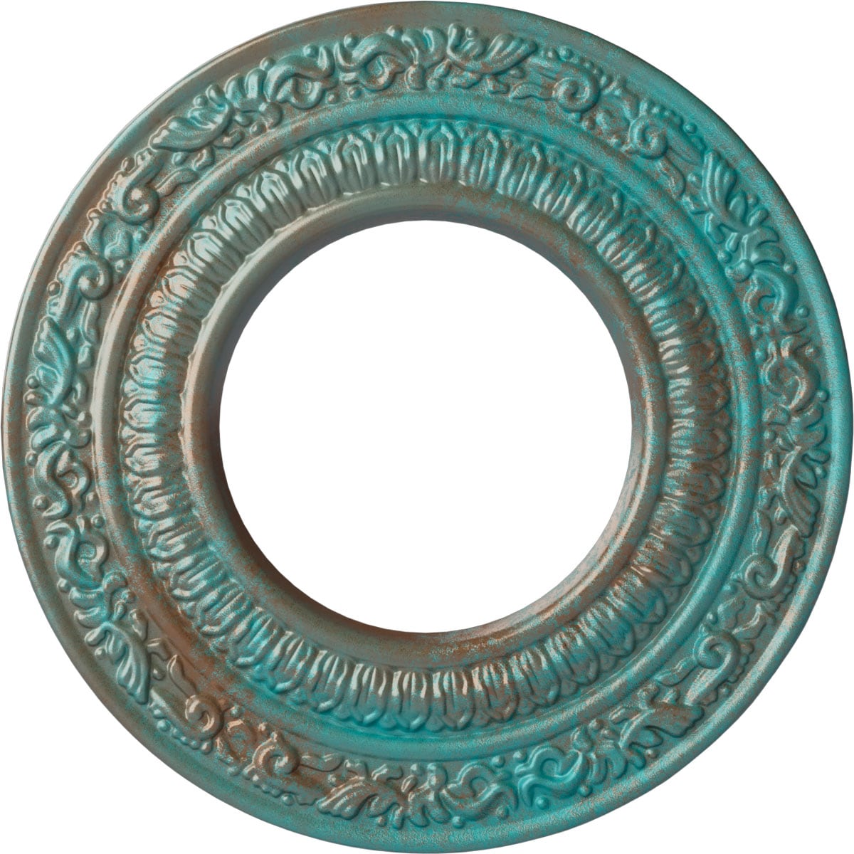 Ekena Millwork CM08ADCGS Andrea 8.125-in W x 8.125-in L Painted Copper Green Patina Polyurethane Whole Ceiling Medallion