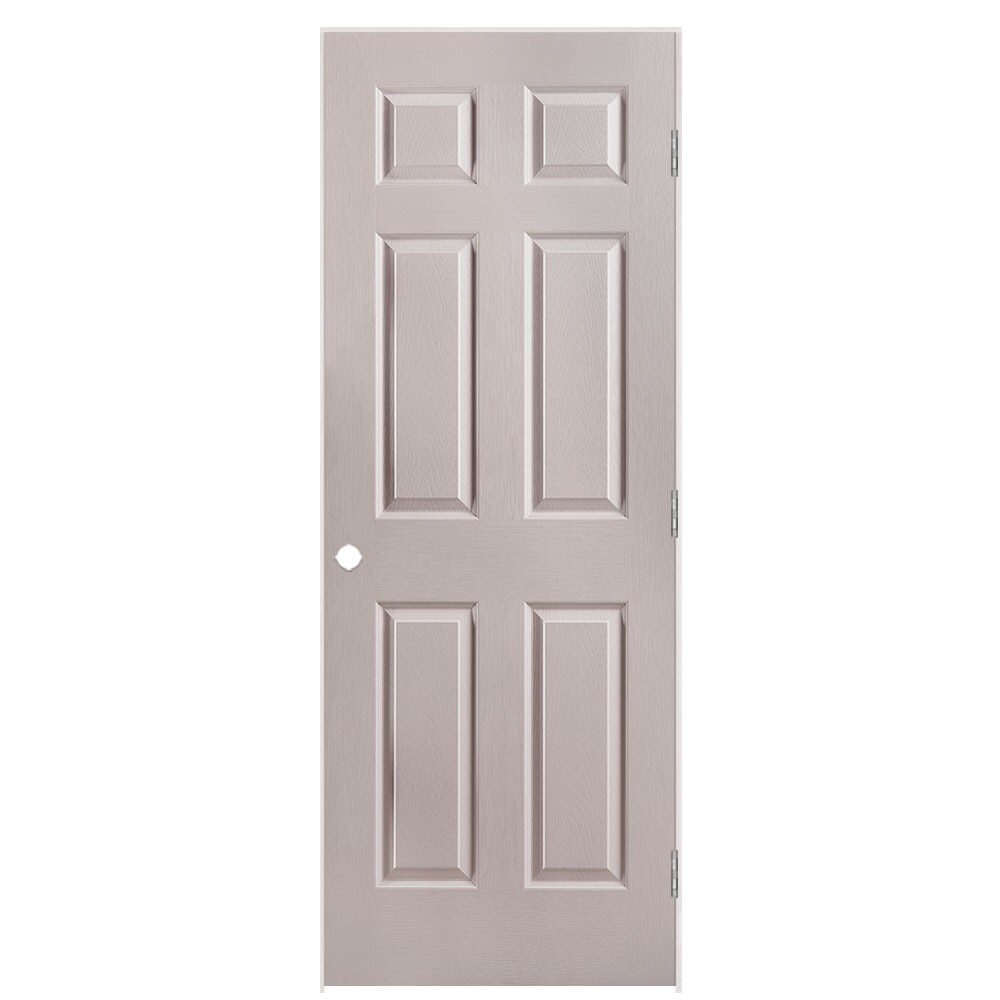 Masonite 1316737 30-in x 80-in Driftwood Hollow core 6-panel Left hand Textured Prefinished Molded composite Flat Jamb Single Prehung Interior Door