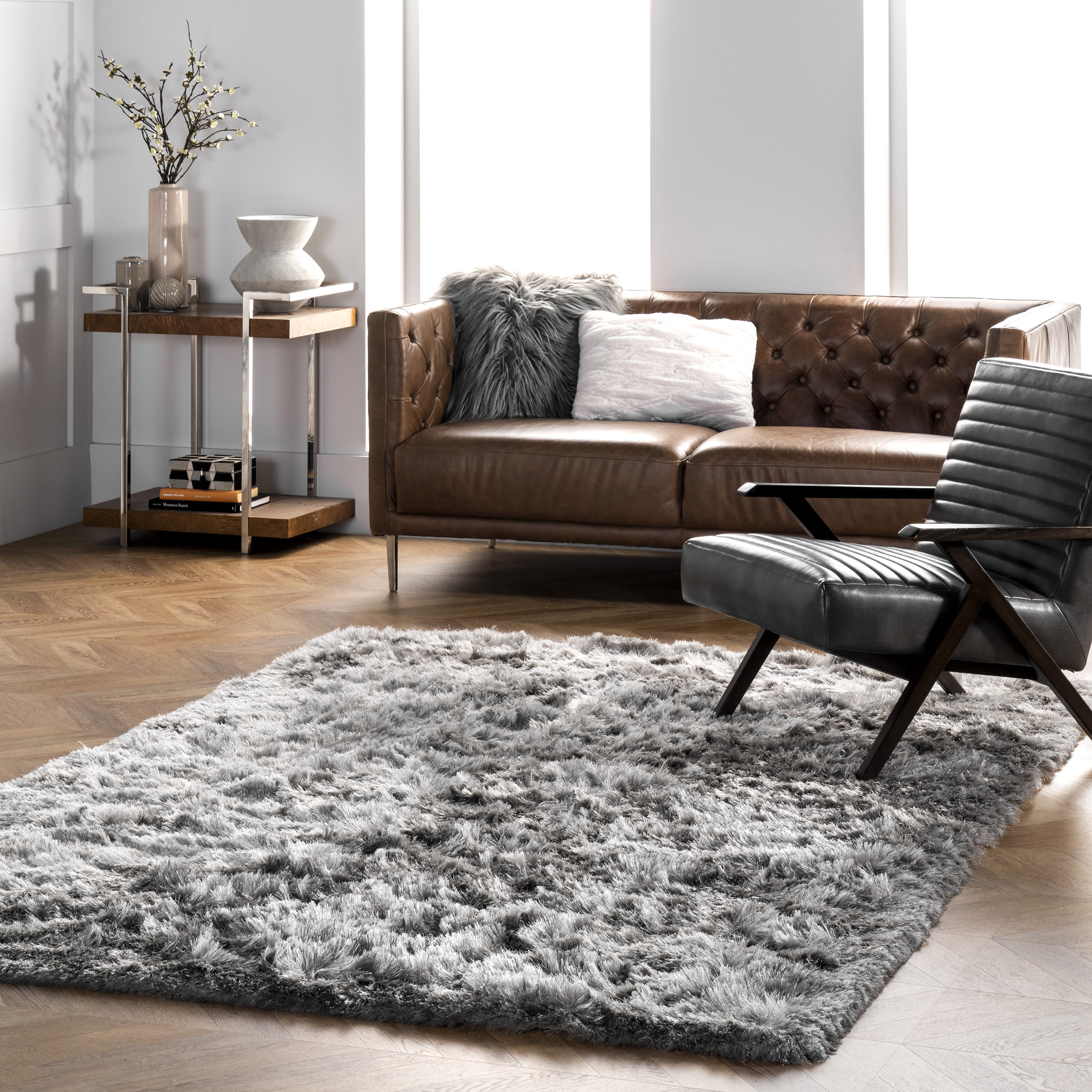 nuLOOM MHSH01B-860116 9 x 12 (ft) Polyester Silver Rectangular Indoor Solid Area rug