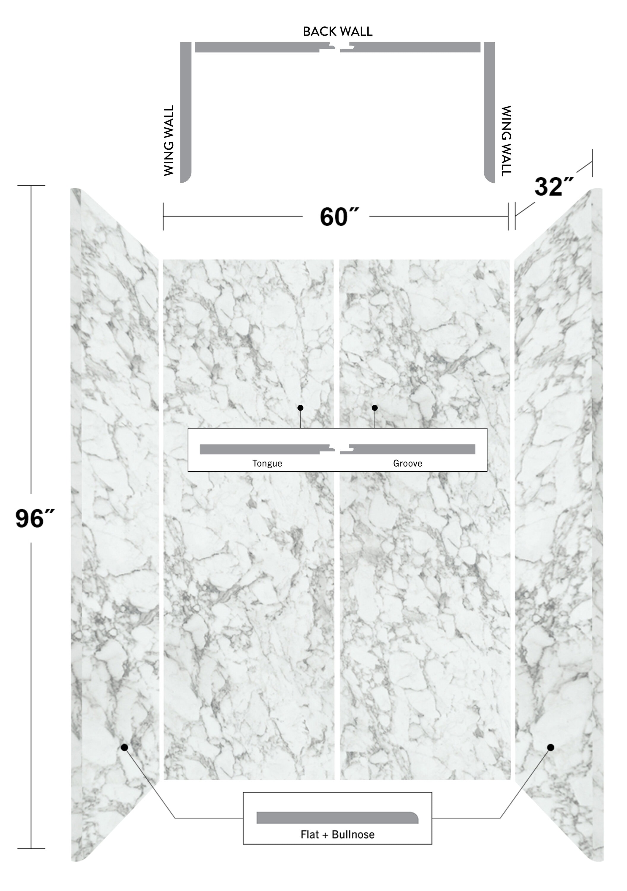 Wetwall WWK18853860X32X96 Bathtub-Wall-Surrounds - View #2