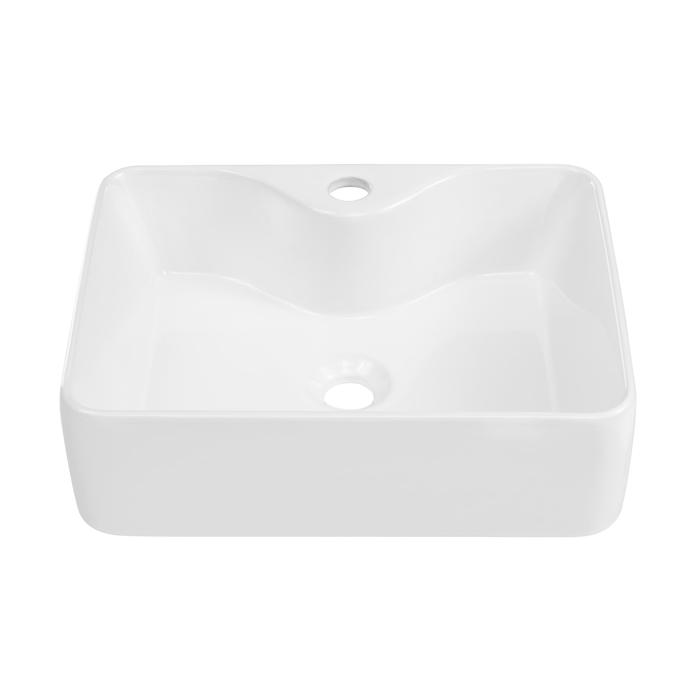 Swiss Madison SM-25-VSLES03WH Les Bains Ceramic Vessel Rectangular Modern Glossy White Bathroom Sink ( 15-Inches x 19-Inches )