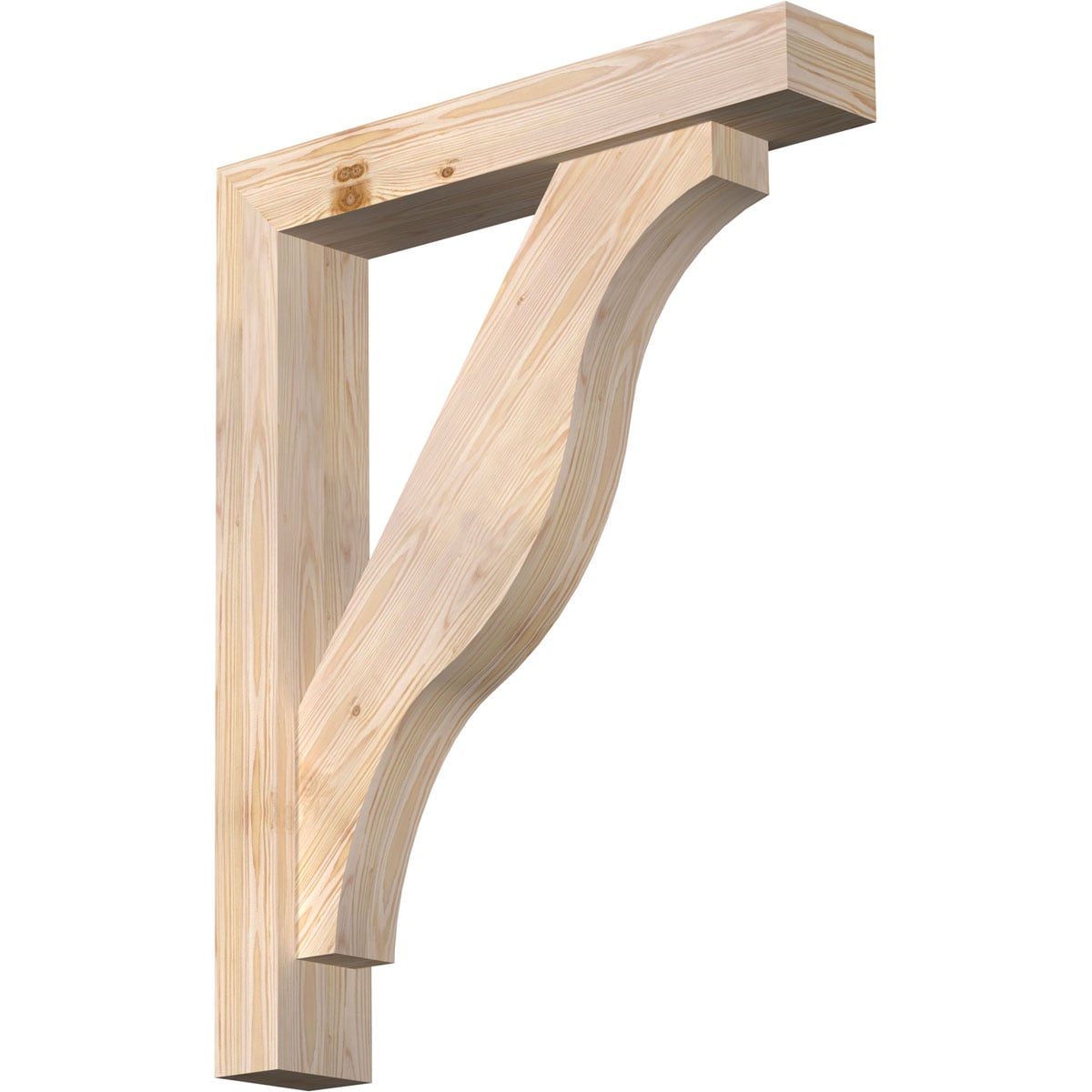 Ekena Millwork 1462557 Funston block smooth bracket with offset brace Douglas Fir Wood Standard Bracket