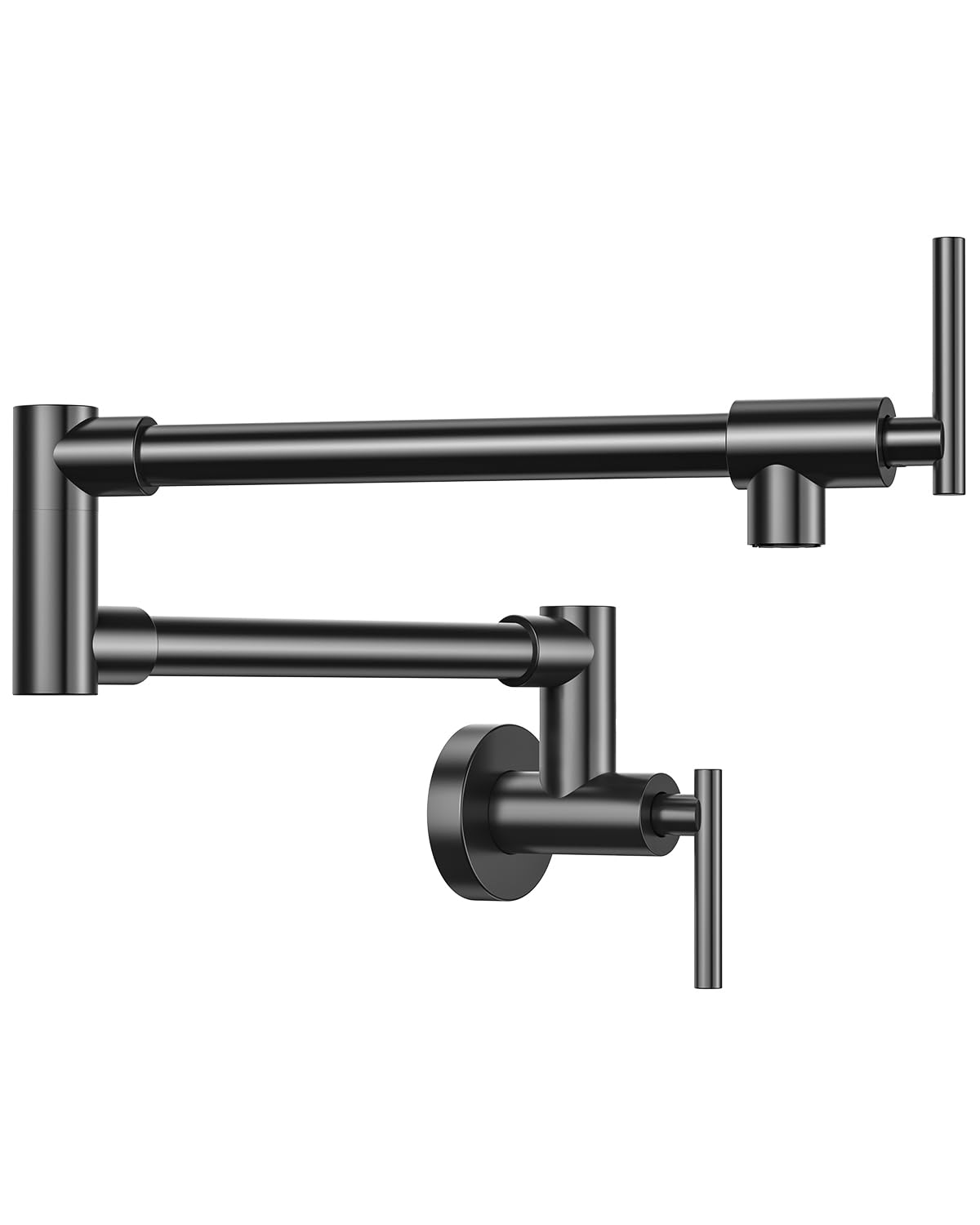 LILILIAN FMY  Pot Filler Faucet Wall Mount Metal Folding Stretchable Double Joint Swing Arm Single Hole Two Handles Kitchen Faucet Matte Black