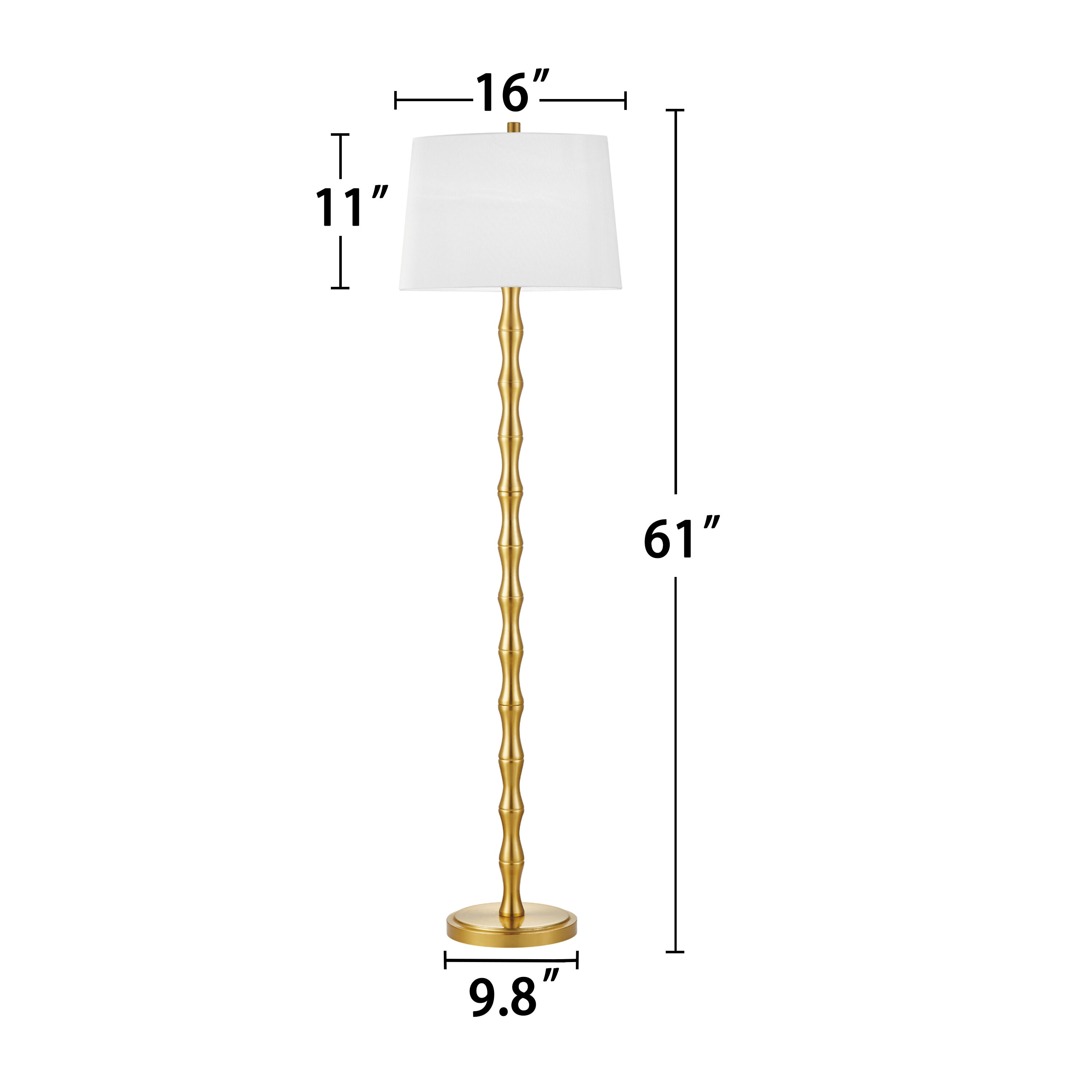 KAWOTI Modern Gold Floor Lamp with Drum Shade and 3-Way Switch - 61 ...