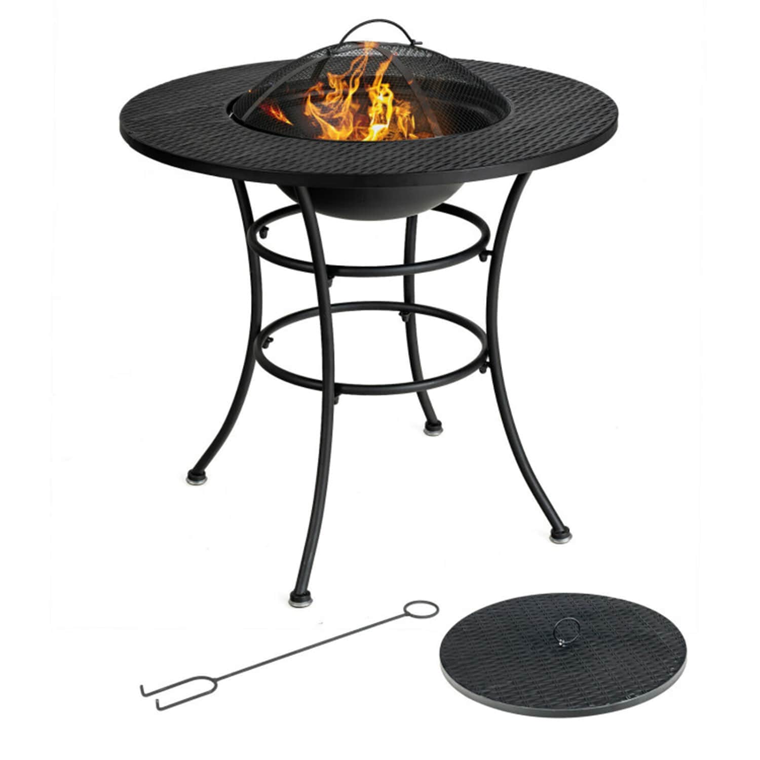 Mondawe 35-in W Steel Round Portable Wood-Burning Fire Pit