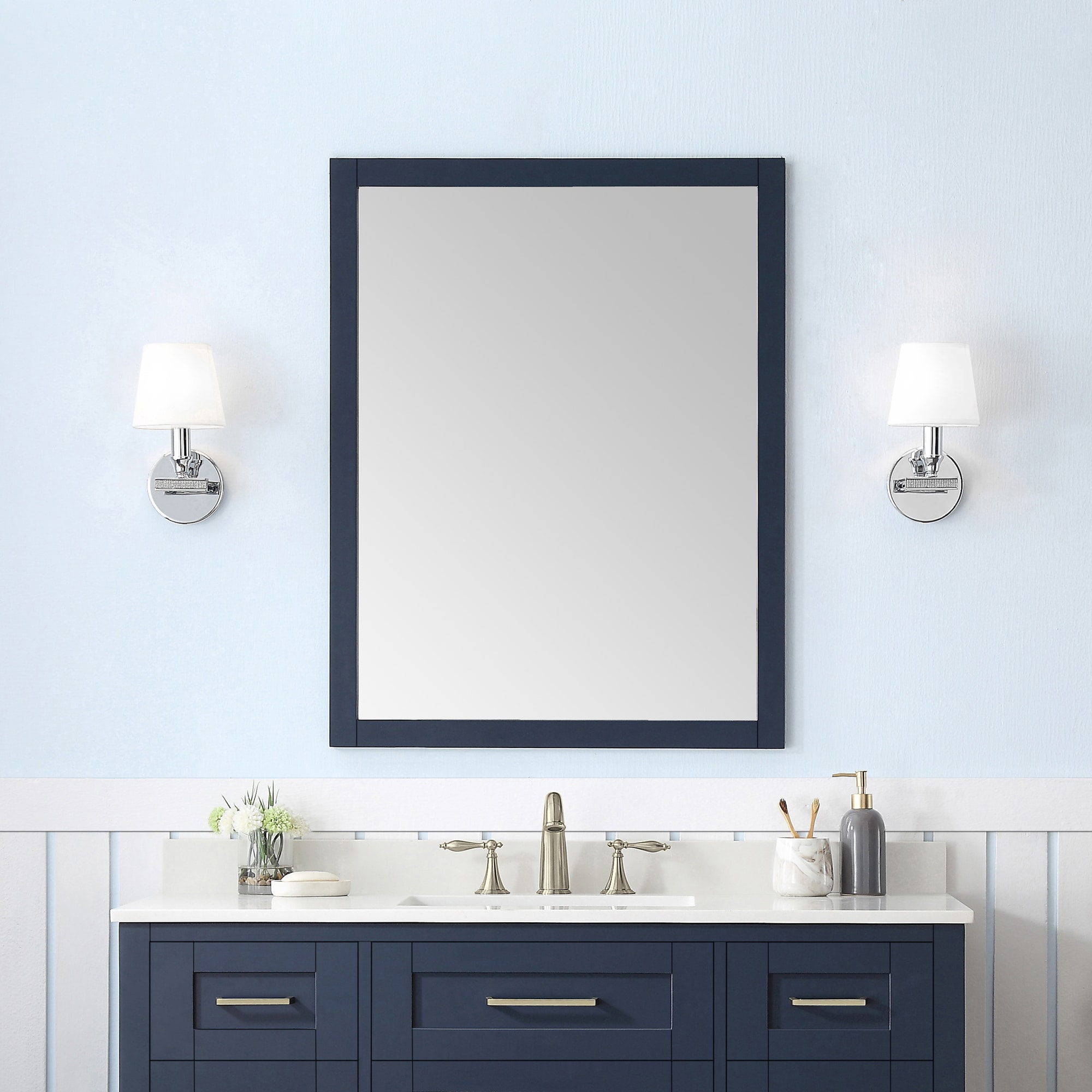 OVE Decors Tahoe 28-in x 36-in Midnight Blue Framed Bathroom Vanity Mirror  in the Bathroom Mirrors department at