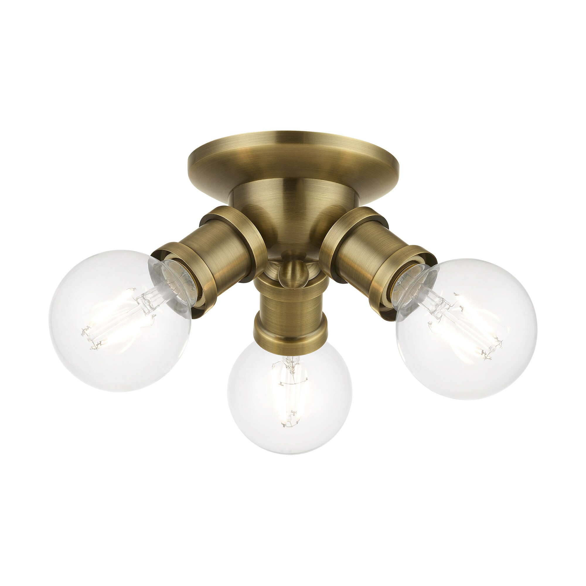 Lansdale Antique Brass 3-Light Transitional Flush Mount