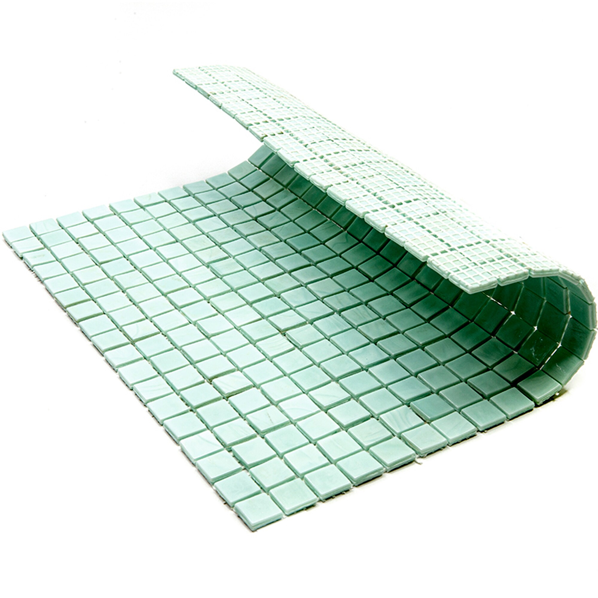Skosh 11.6" Light Blue-Green Glossy Glass Mosaic Tile