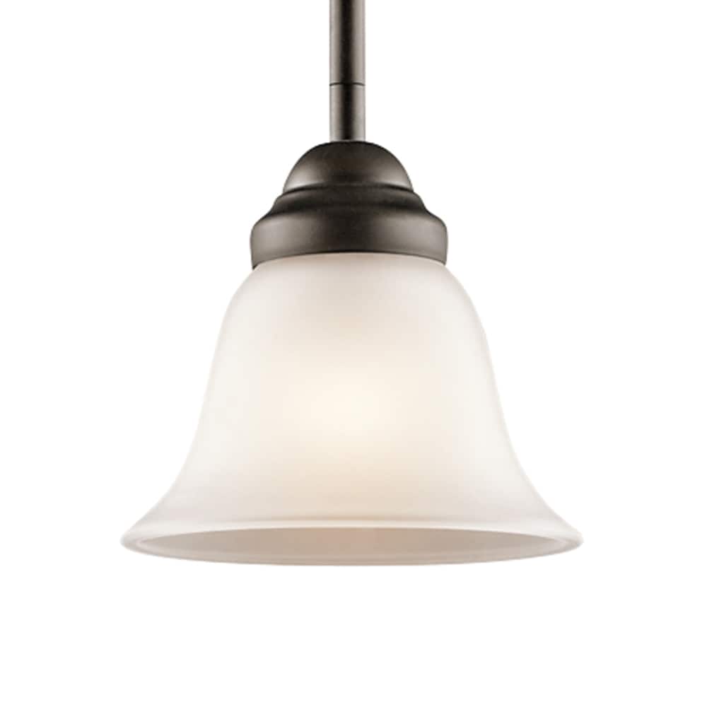 Olde Bronze Mini Pendant with White Glass Shade