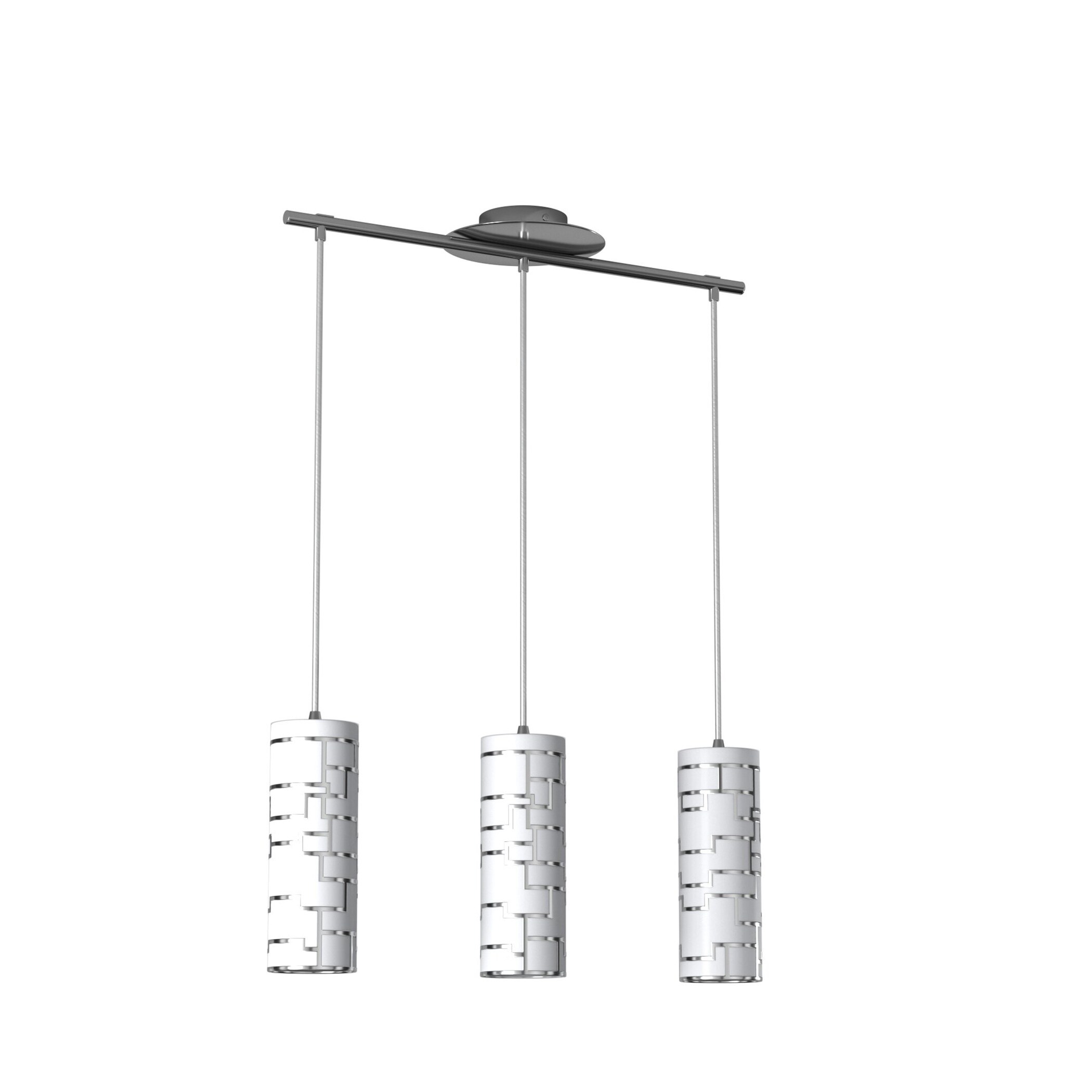 Eglo Bayman 3 Light Chrome Moderncontemporary White Glass Cylinder Large Hanging Pendant Light 5773