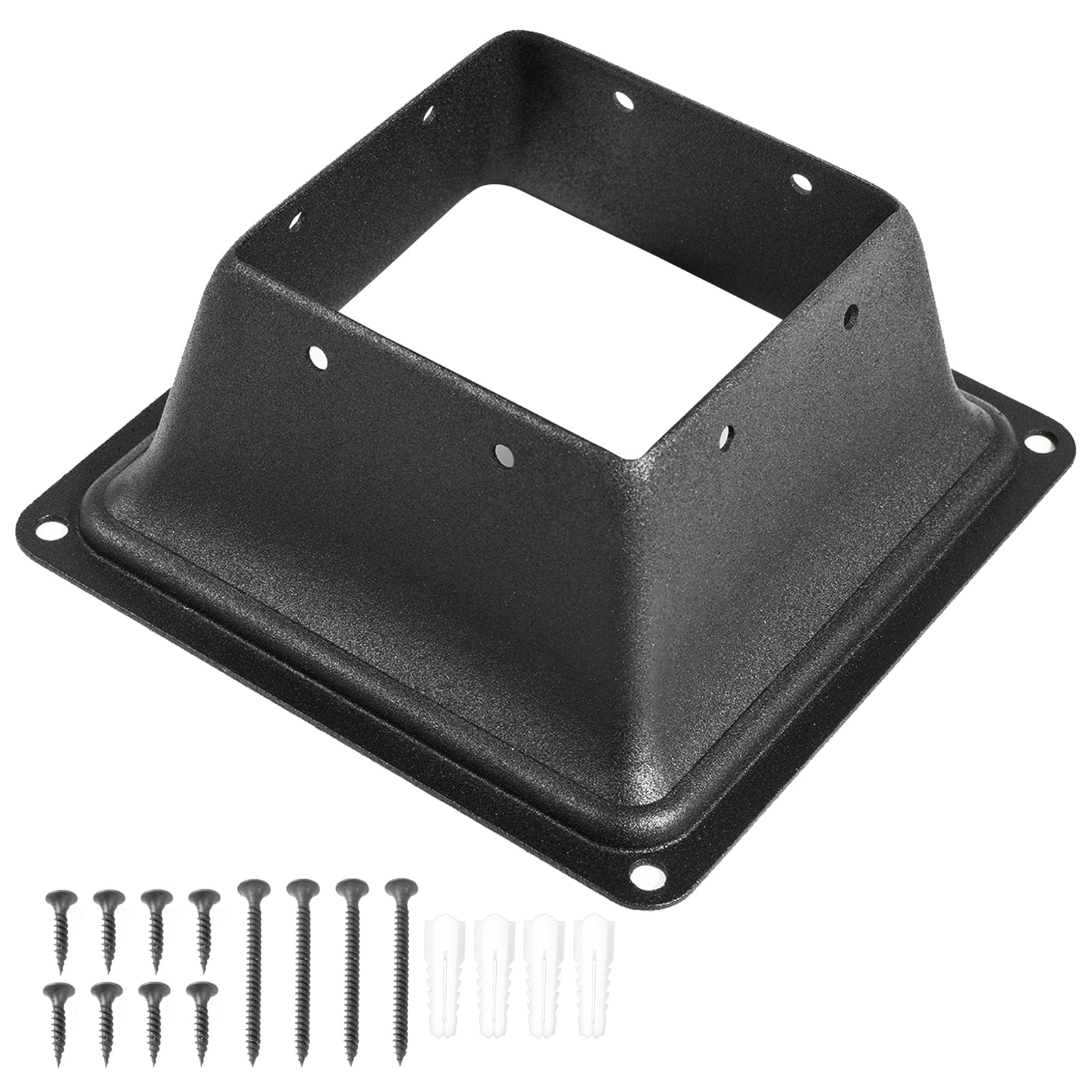 GIVIMO Deck Post Base 5 PCS Post Base Skirt 4x4-in Actual 3.38 x 3.38-in Post Support Flange 2.5-lb Deck Post Skirt Black Powder-Coated