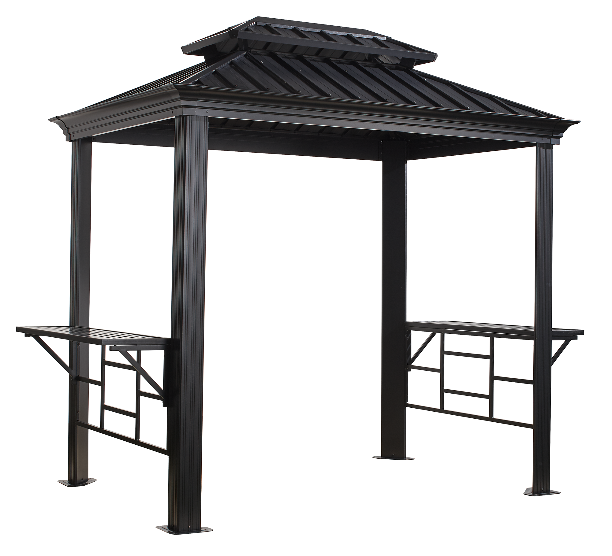 Sojag 500-9162875 8-ft x 6-ft Dark grey Rectangle Grill Gazebo with Hardtop Steel Roof