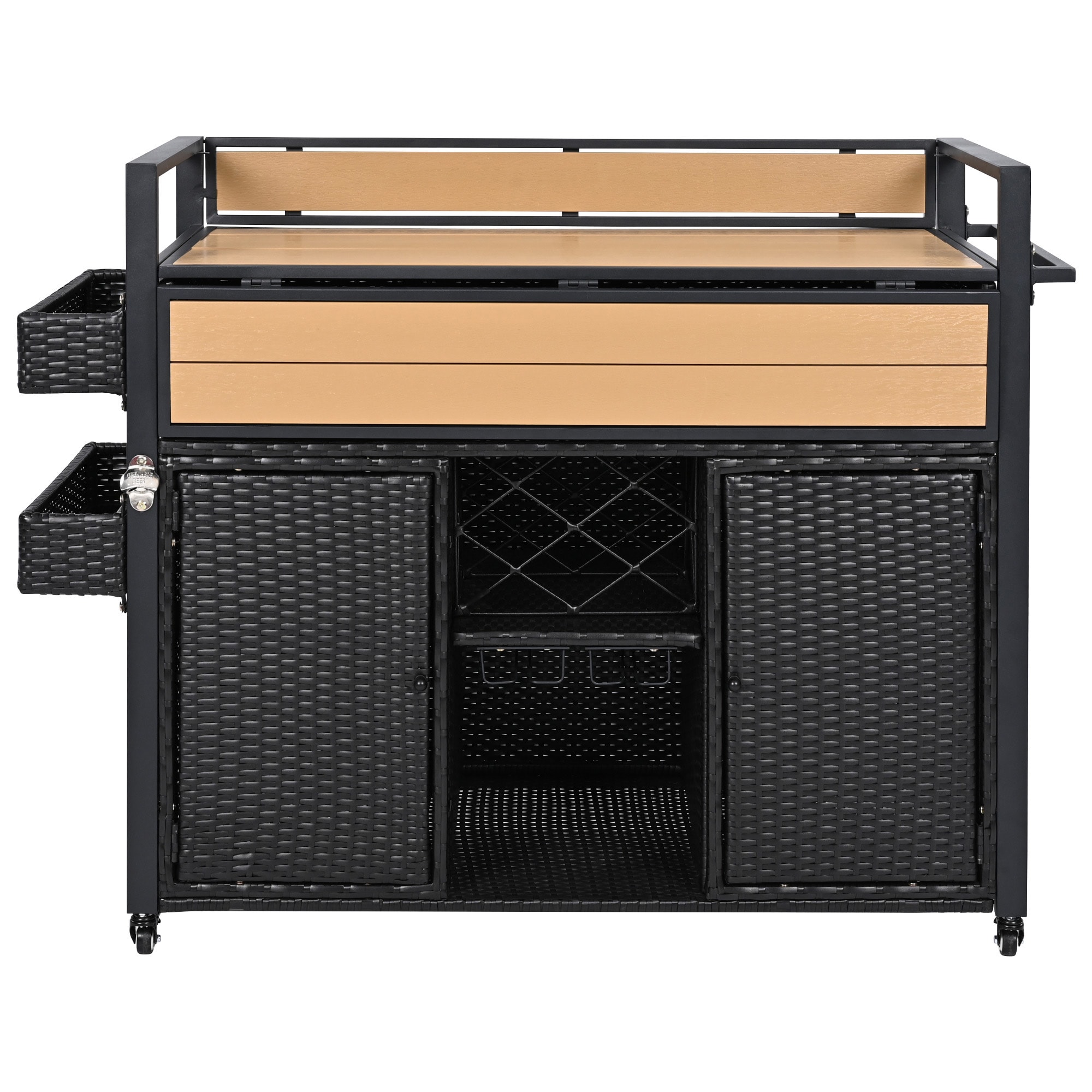 Bybafun YA3800037 Outdoor Kitchen Black Steel Grill cart