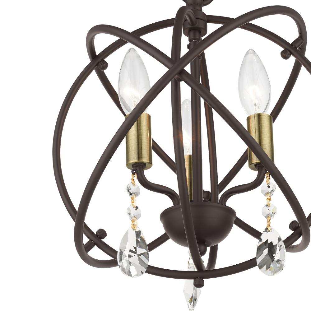 Bronze Mini Plug-in Crystal Candle Chandelier