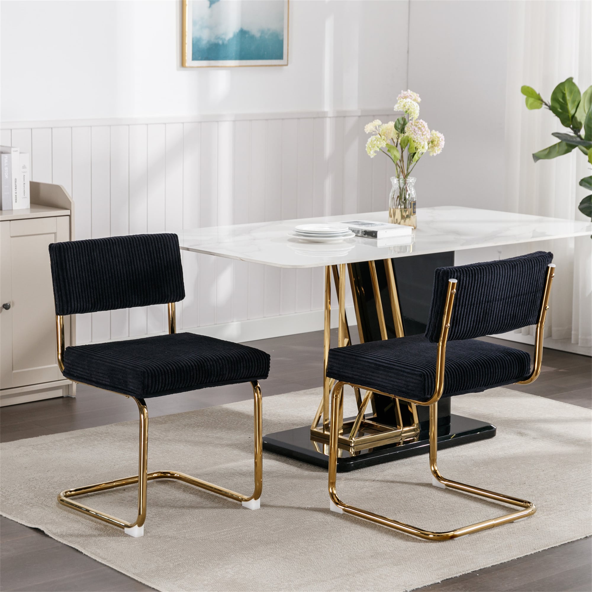 BABOOM BOM-367601-OR Modern Dining Chairs Contemporary/Modern Corduroy Upholstered Dining Side Chair (Metal Frame)