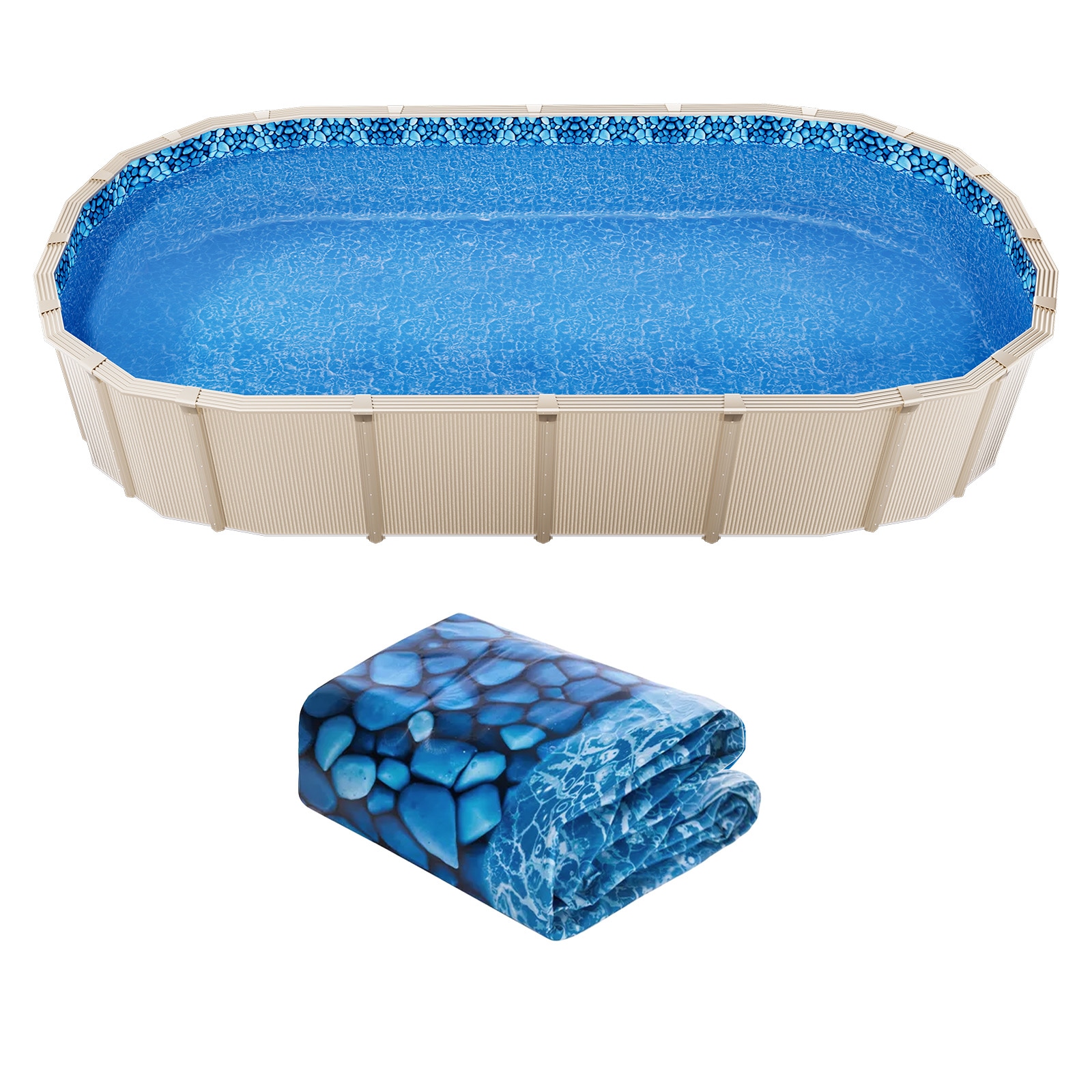 GIVIMO 18 x 33-ft Oval Above Ground Pool Liner Overlap Style Vinyl 48 to 54-in Wall Height for Steel-Sided Pools