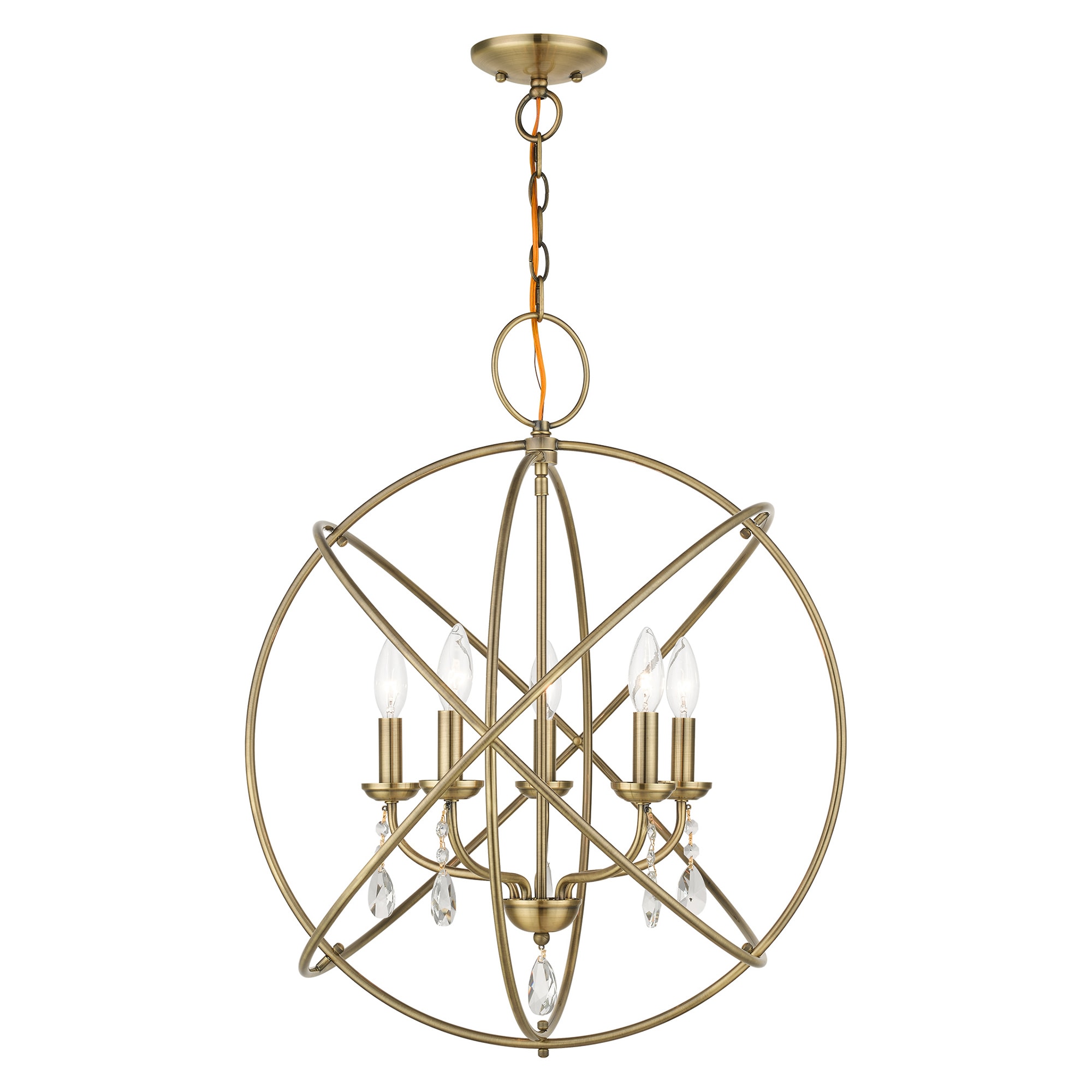 Livex Lighting 40905-01 Aria 5 -Light Antique Brass Transitional For Use in Bathrooms, Bedrooms, Dining Rooms, Foyers, Kitchens, Living Rooms Chandelier