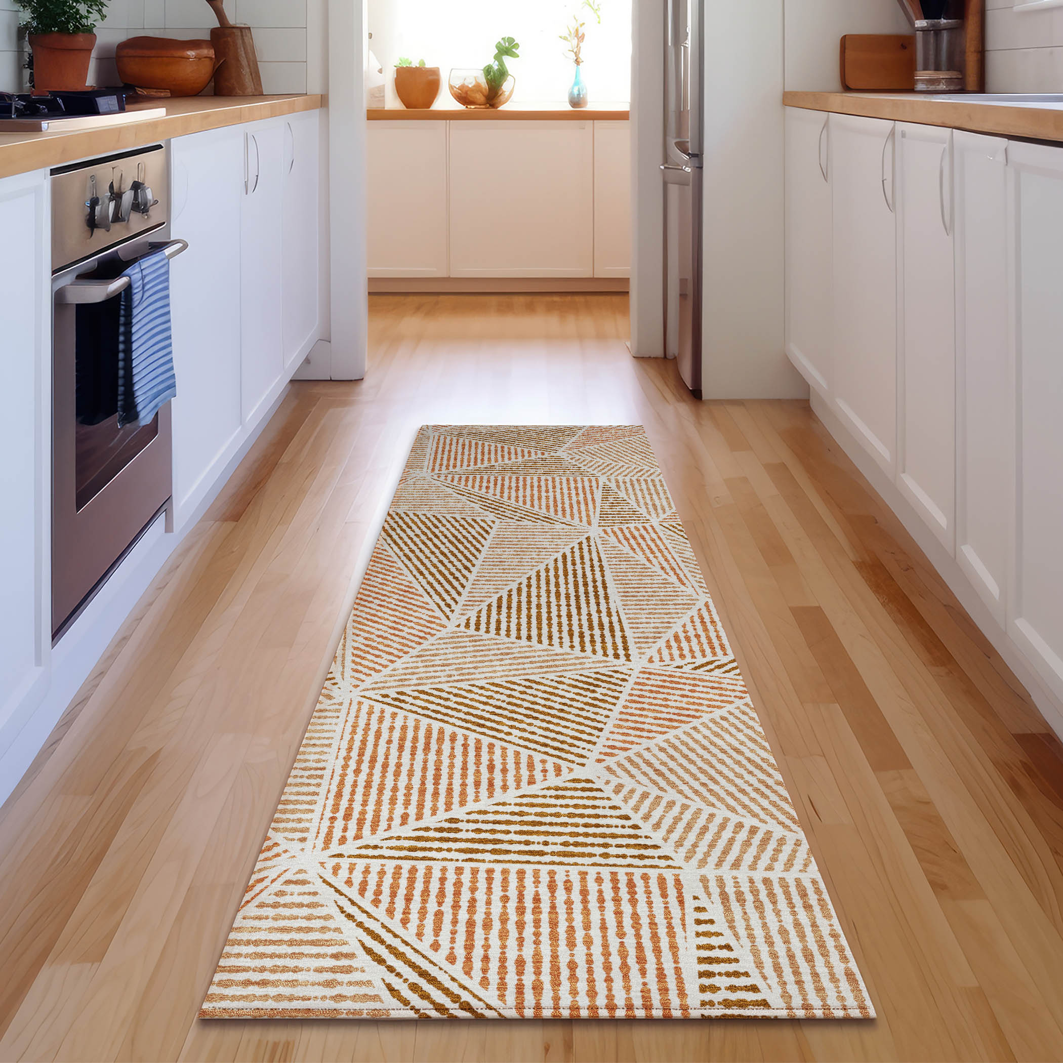 Addison Rugs AMF618TR2X8 Mayfield AMF618TR 2 x 7 (ft) Loomed Polyester Terracotta Rectangular Indoor Geometric Machine washable Area rug