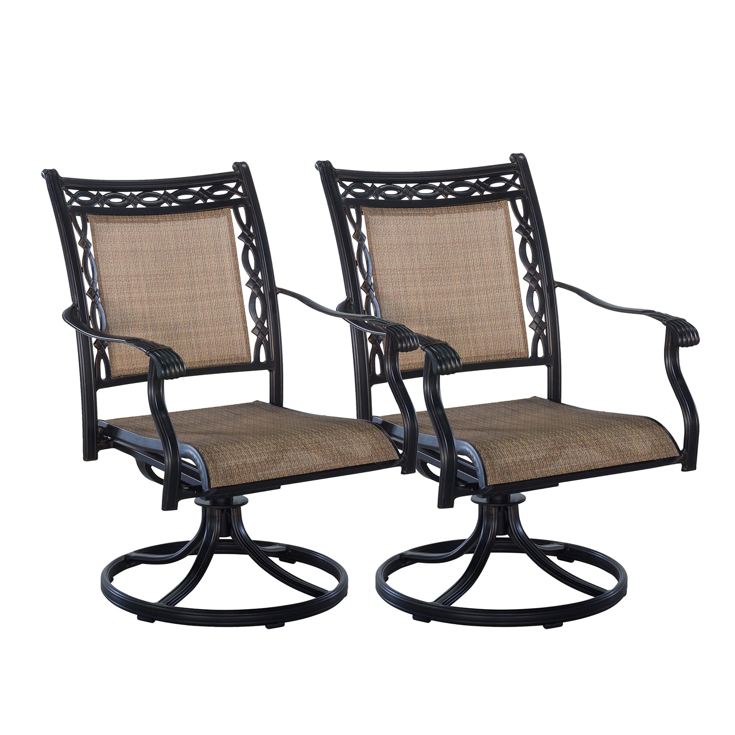 Small Grid Omelaza Patio Metal Swivel Chairs Set of 2 Outdoor Dining Rocker Chair for Garden Backyard Bistro Black with Cushion Support 300 lbs 