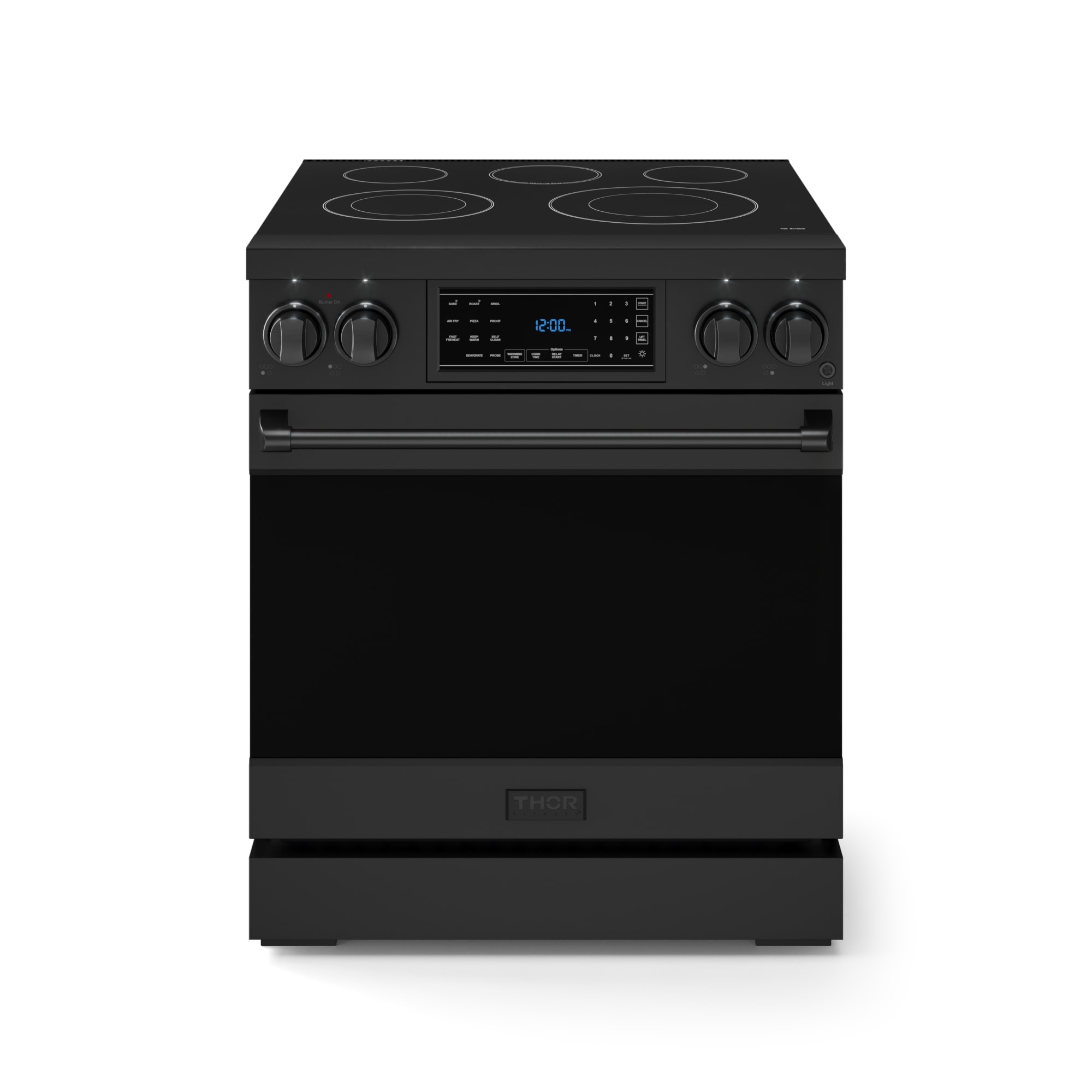 Thor Kitchen RSE30B 30-in Glass Top 5 burners 4.55-cu ft Air Fry Convection Oven Freestanding Electric Range ( Matte Black )