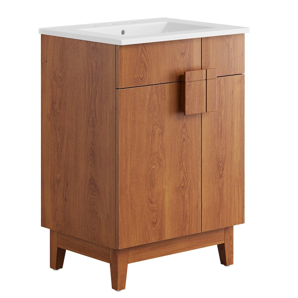 Modway  Miles 24-in Bathroom Vanity in White Walnut