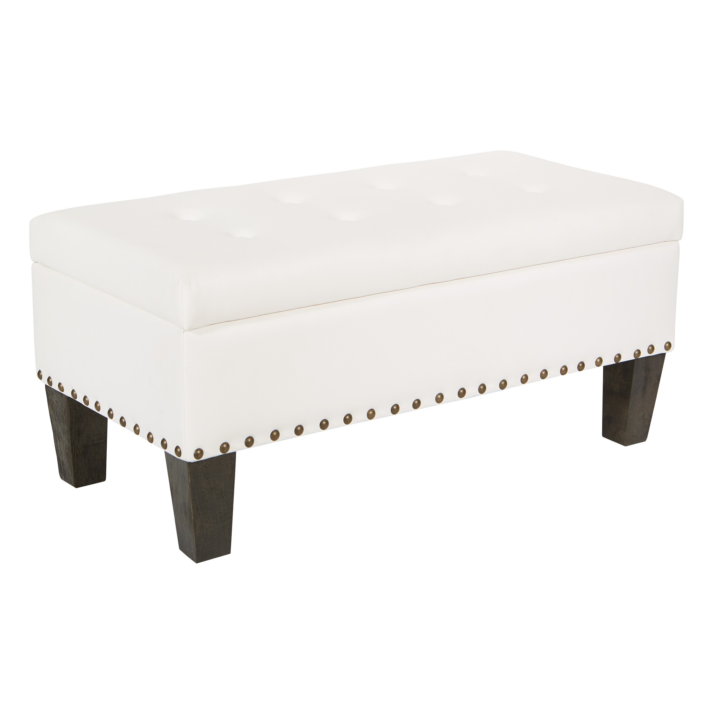 American Furniture Classics SB568-P48 Clement Eclectic White Faux Leather Rectangle Integrated Storage Ottoman
