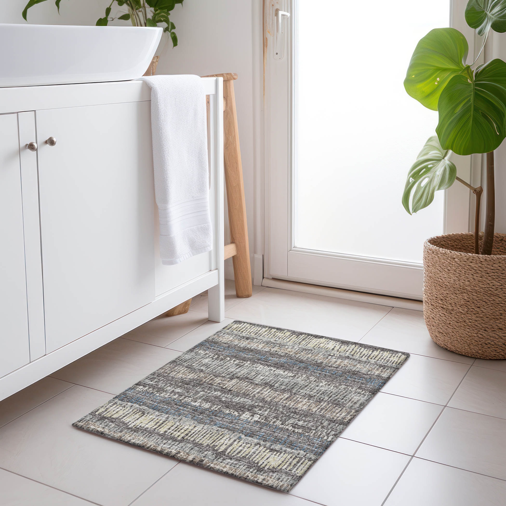 Addison Rugs AMF37GY20X30 Mayfield AMF37GY 2 x 3 (ft) Loomed Polyester Gray Rectangular Indoor Abstract Machine washable Area rug