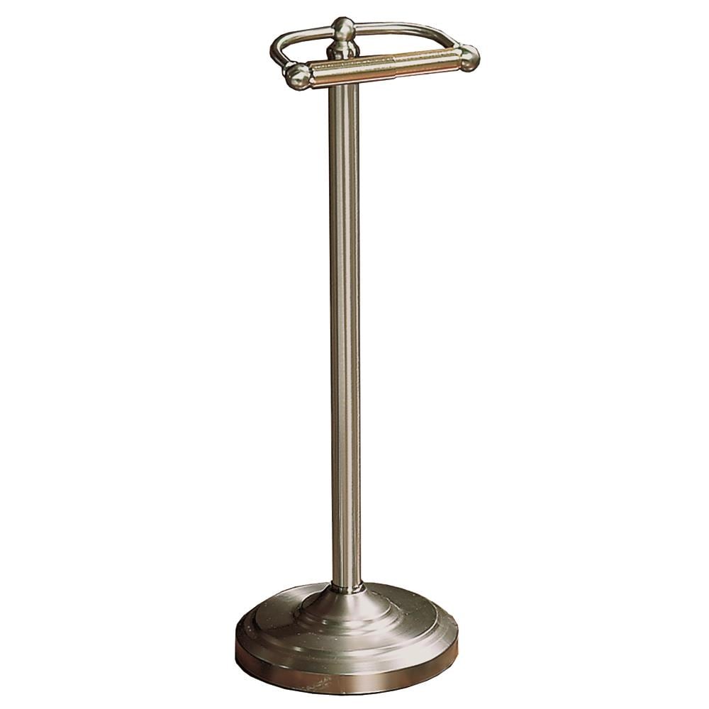 Free-Standing Toilet Paper Roll Holder, No Assembly, Satin Nickel