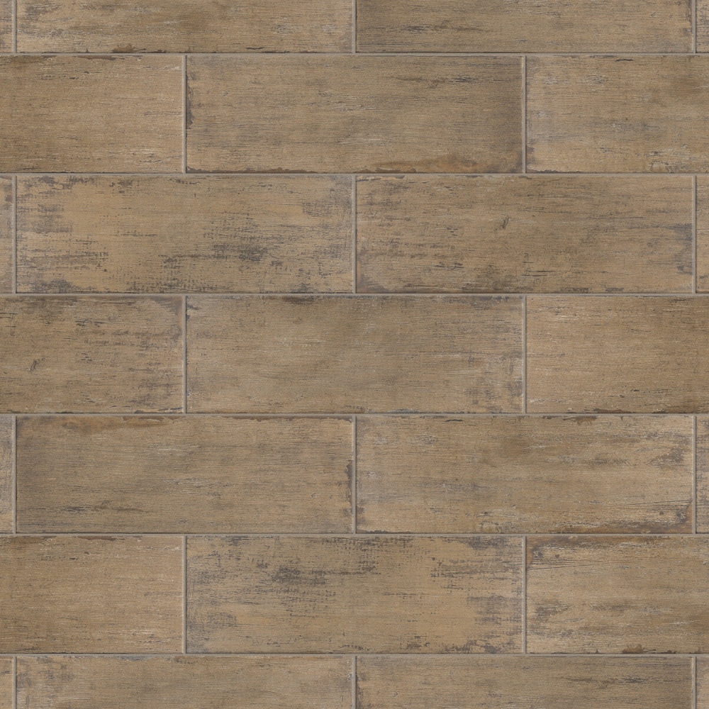Affinity Tile S1FNURT8TE Sample- Retro Terra 8-in x 12-in Matte Porcelain Wood Look Floor and Wall Tile