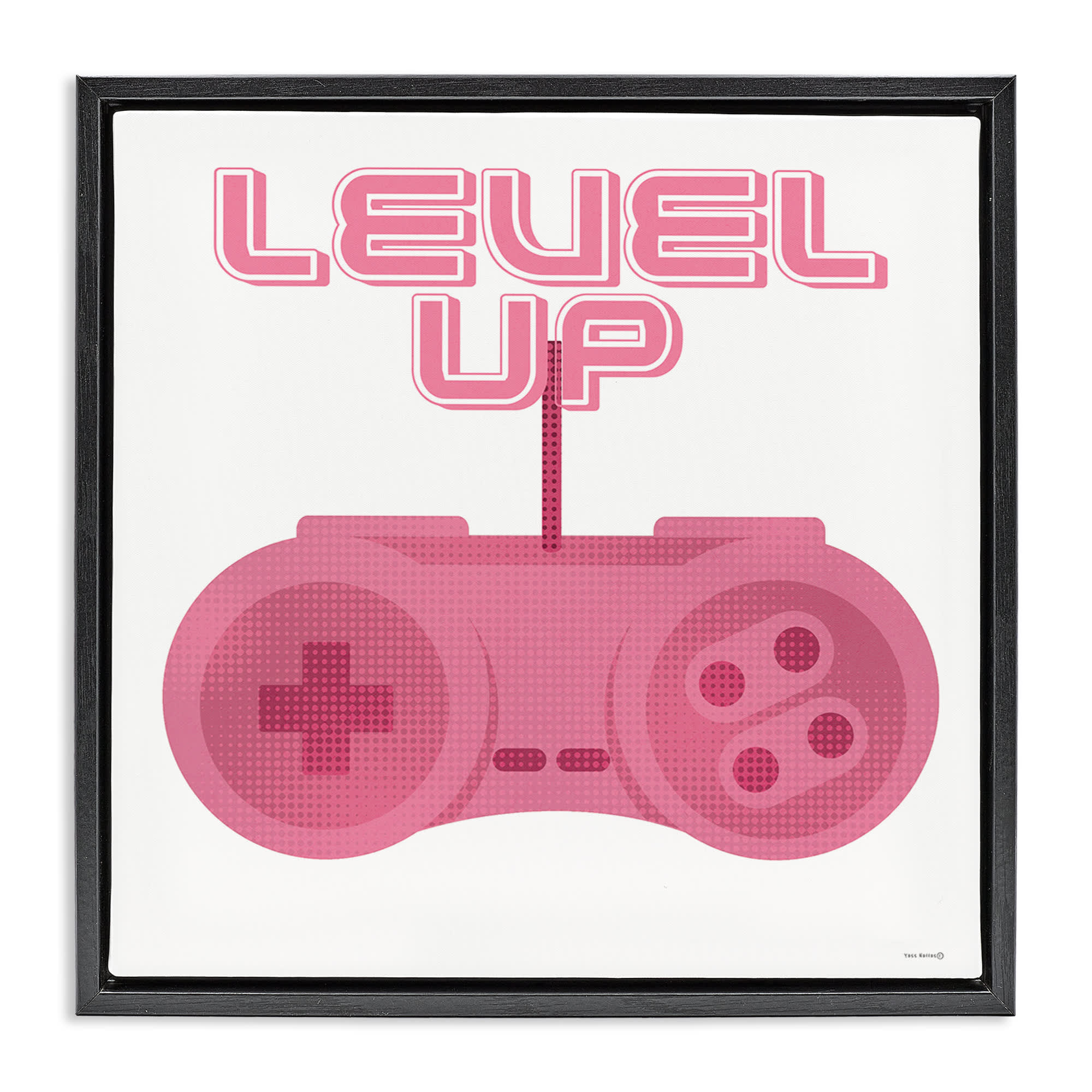 Stupell Industries BS-724-FFB-24X24 Girl Gamer Pink Level Up Black Framed Floater Canvas Wall Art By Yass Naffas Designs 25 x 25