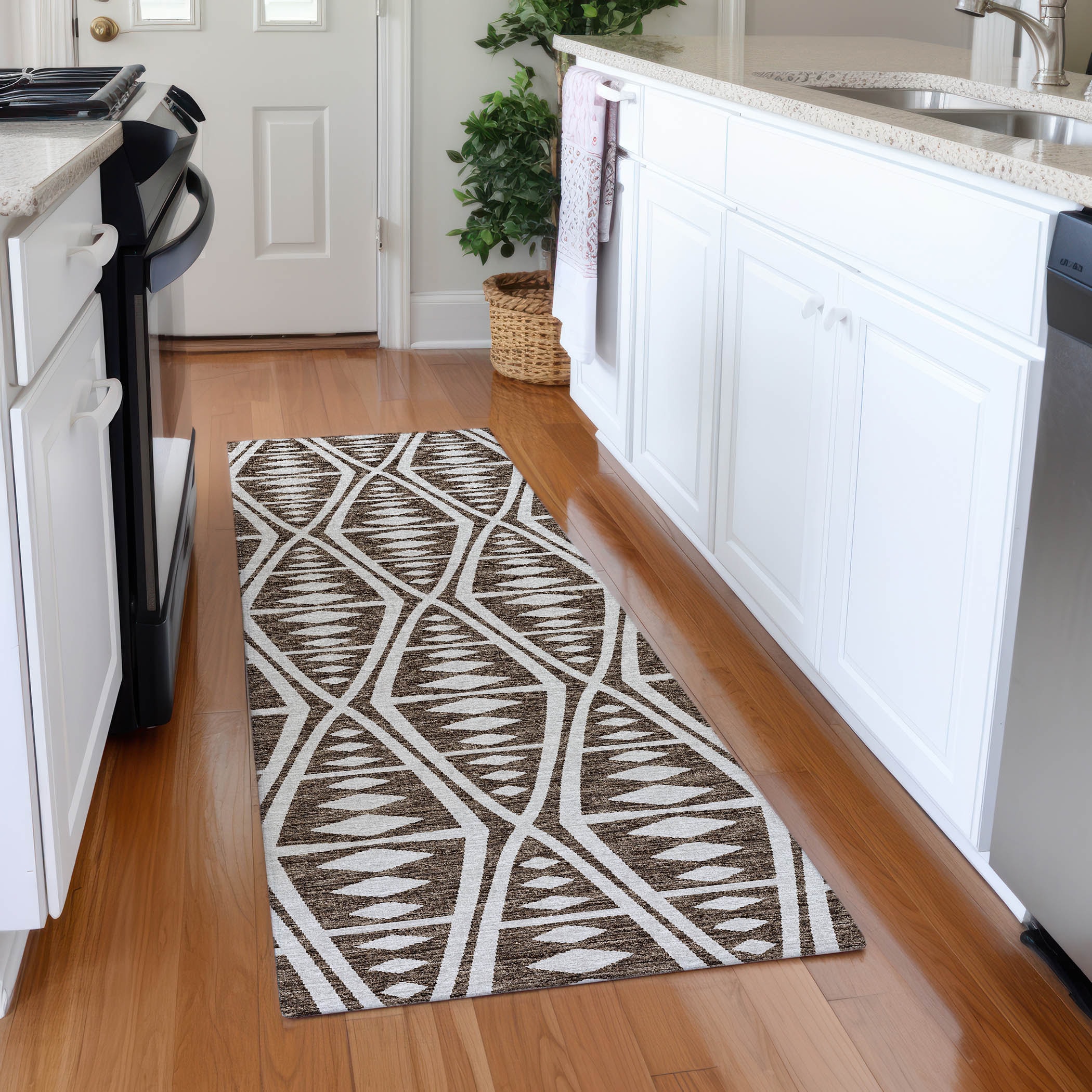 Addison Rugs AMF112BR2X8 Mayfield AMF112BR 2 x 7 (ft) Loomed Polyester Brown Rectangular Indoor Abstract Machine washable Runner rug
