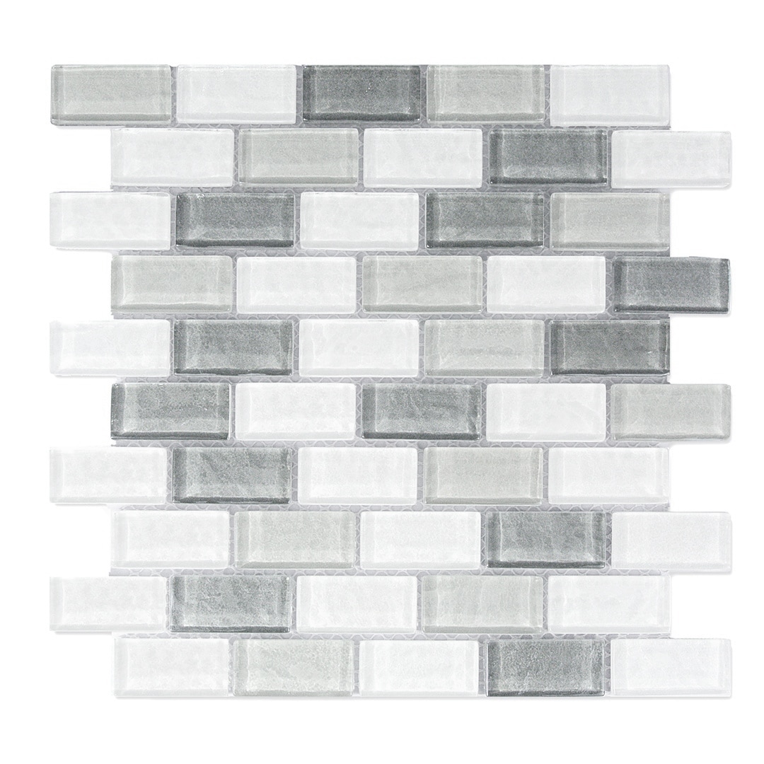Abolos Geo 12-Pack Gray 12-in x 12-in Glossy Glass Mosaic Wall Tile