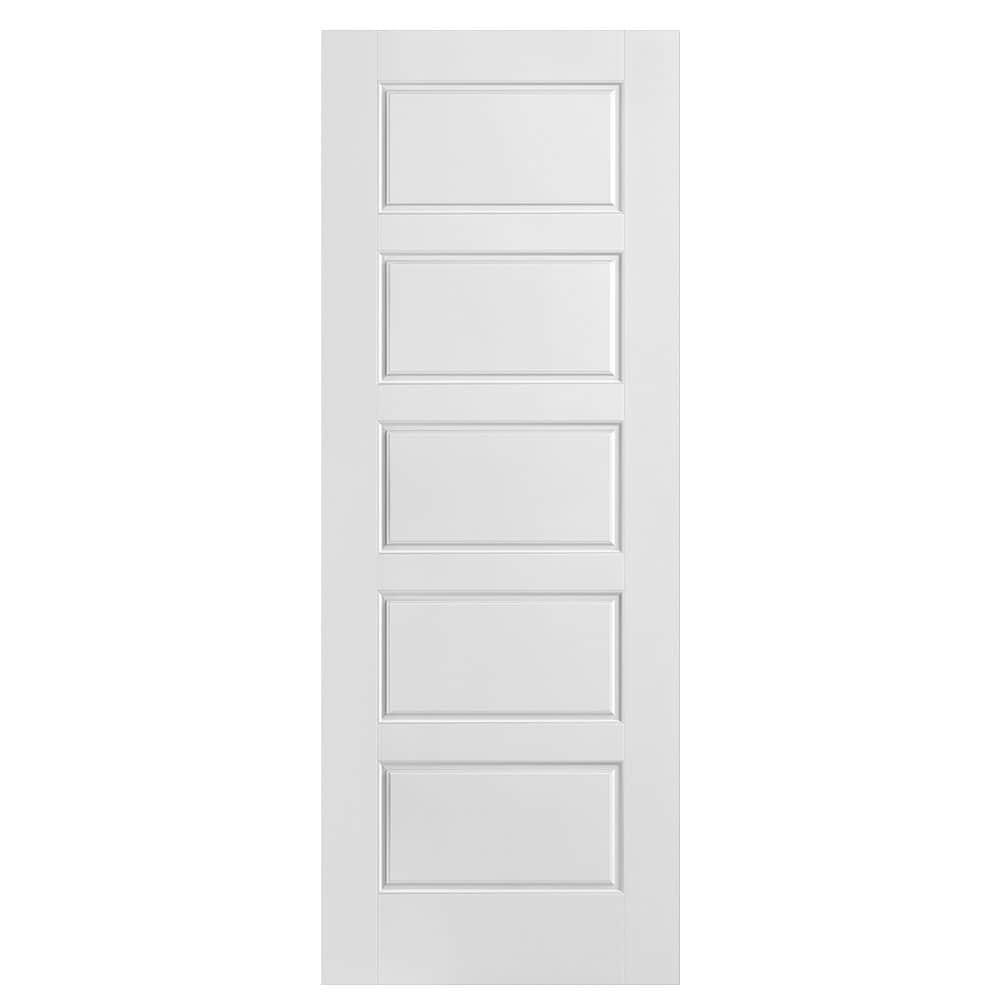 Masonite 1444525 Riverside 30-in x 80-in Primed 5-panel equal Smooth Solid core Primed Molded composite Slab Door