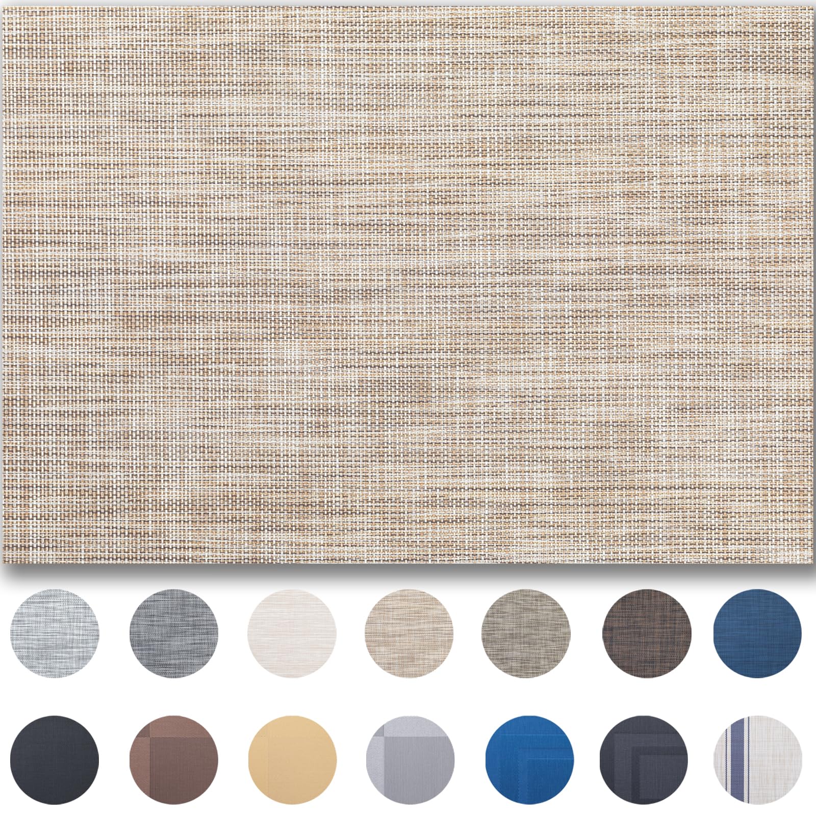 Phewnyzo  Placemats Set of 4 Woven Vinyl Easy Clean Washable PVC Table Mats for Dining Table Indoor Outdoor Heat Resistant Caramel Color Dura