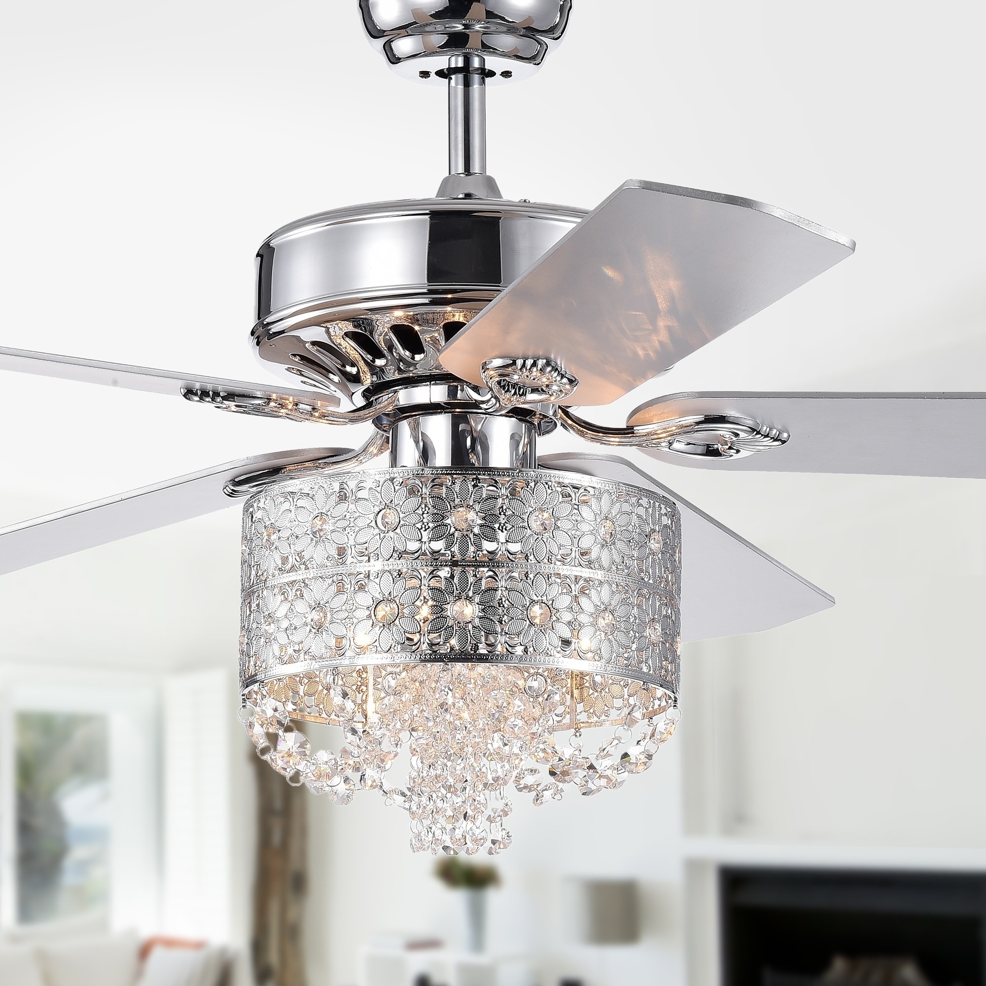 Home Accessories Inc 52-in Chrome Indoor Ceiling Fan with Light Remote ...