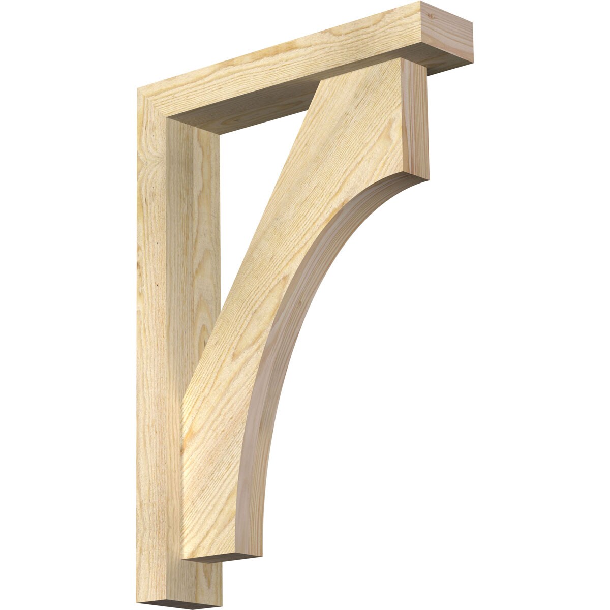 Ekena Millwork 1464514 Westlake Block Rough Sawn Bracket with Offset Brace 4-in x 18-in x 26-in Douglas fir Brown Wood Standard bracket