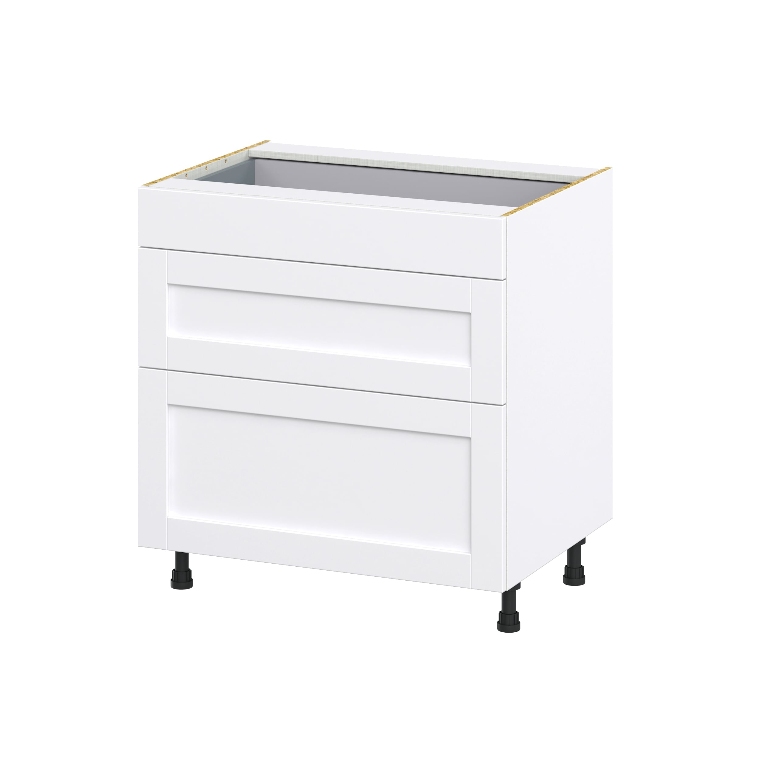 Hugo&Borg 33-in W x 34.5-in H x 24-in D Warm White 3-Drawer Base Fully Assembled Cabinet (Recessed Panel Style)