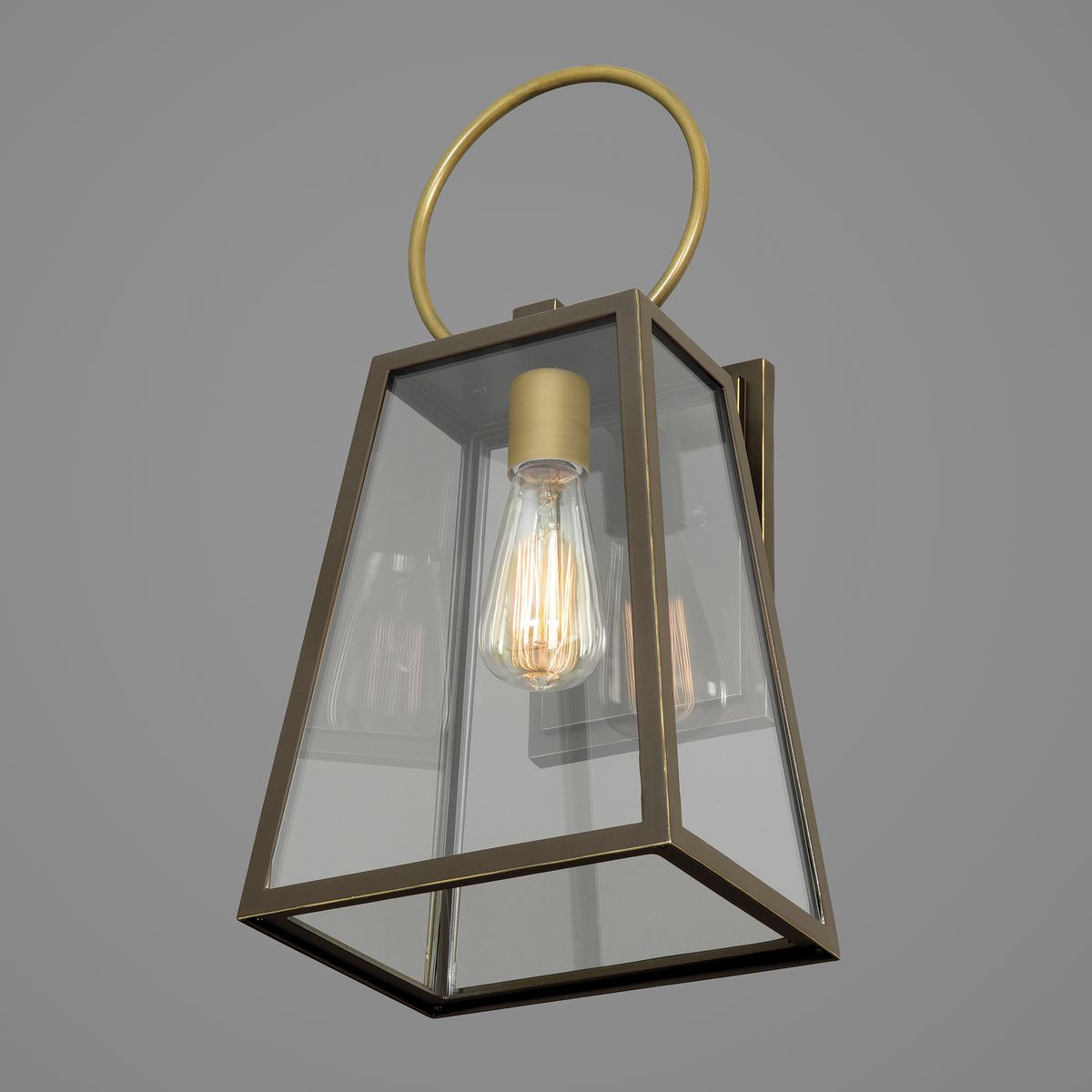 Antique Bronze Medium Wall Lantern with Clear Glass Shade
