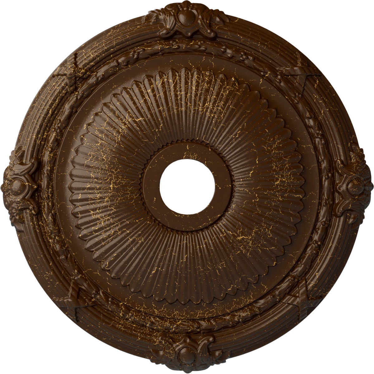 Ekena Millwork CM27HERBC Heaton 27.5-in W x 27.5-in L Painted Root Beer Crackle Polyurethane Whole Ceiling Medallion