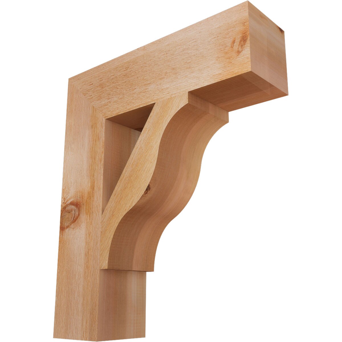 Ekena Millwork BKT06X22X26FST05RWR Funston Block Rough Sawn 6-in x 22-in x 26-in Western red cedar Brown Wood Standard bracket