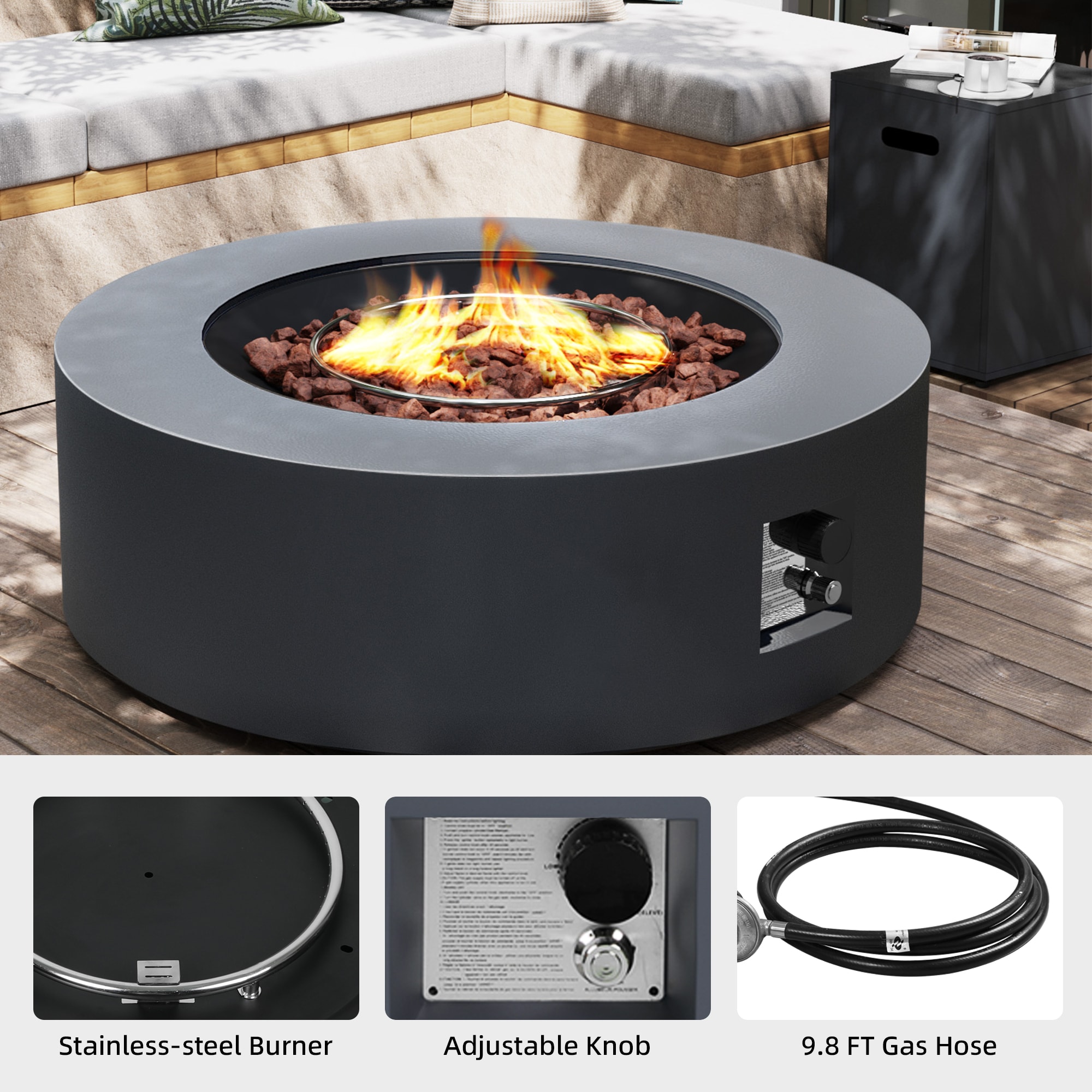 UPHA PL-42TPYX-DK-K Outdoor-Gas-Firepits - View #4