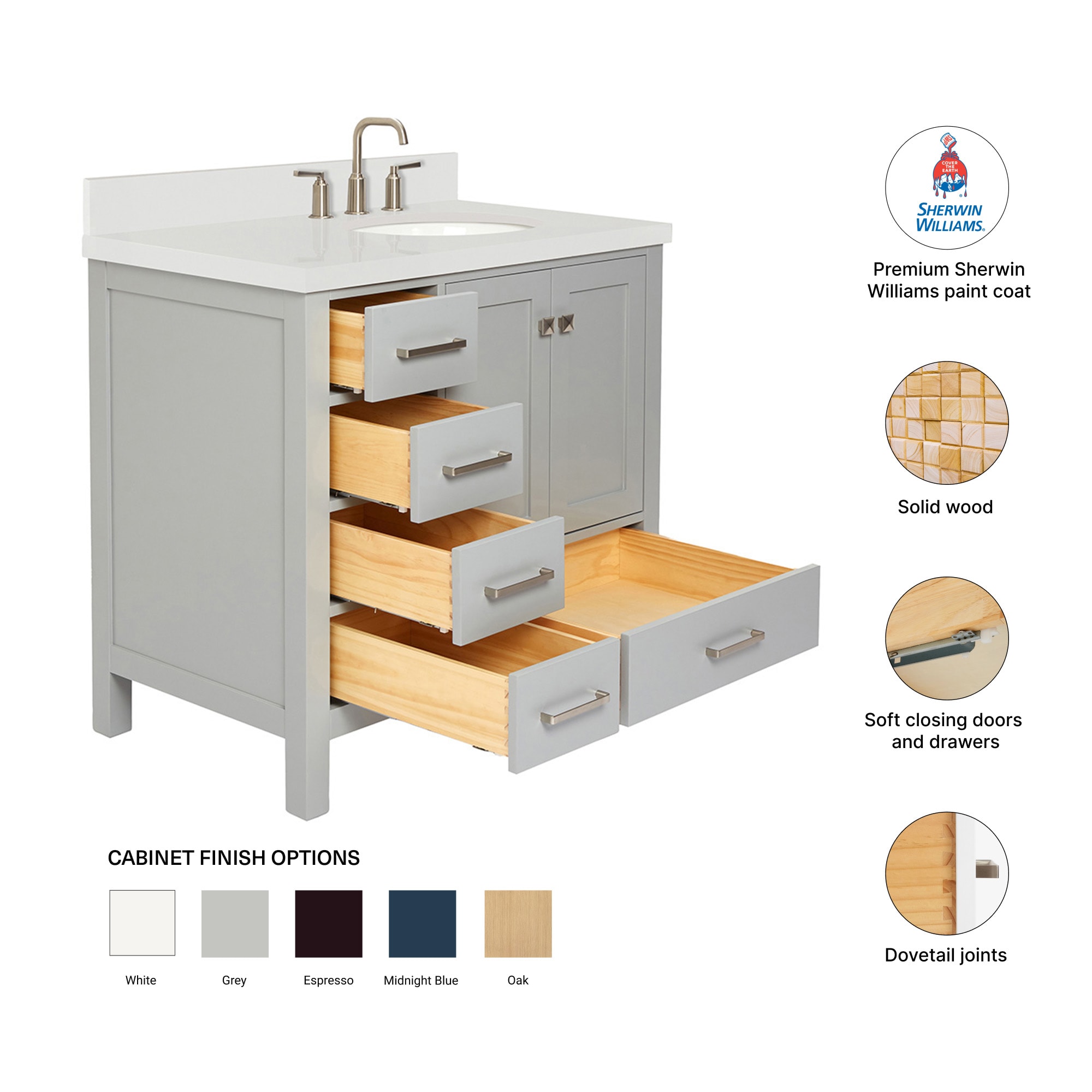 ARIEL A037SRWQOVOGRY Bath-Vanity-Combo - View #4