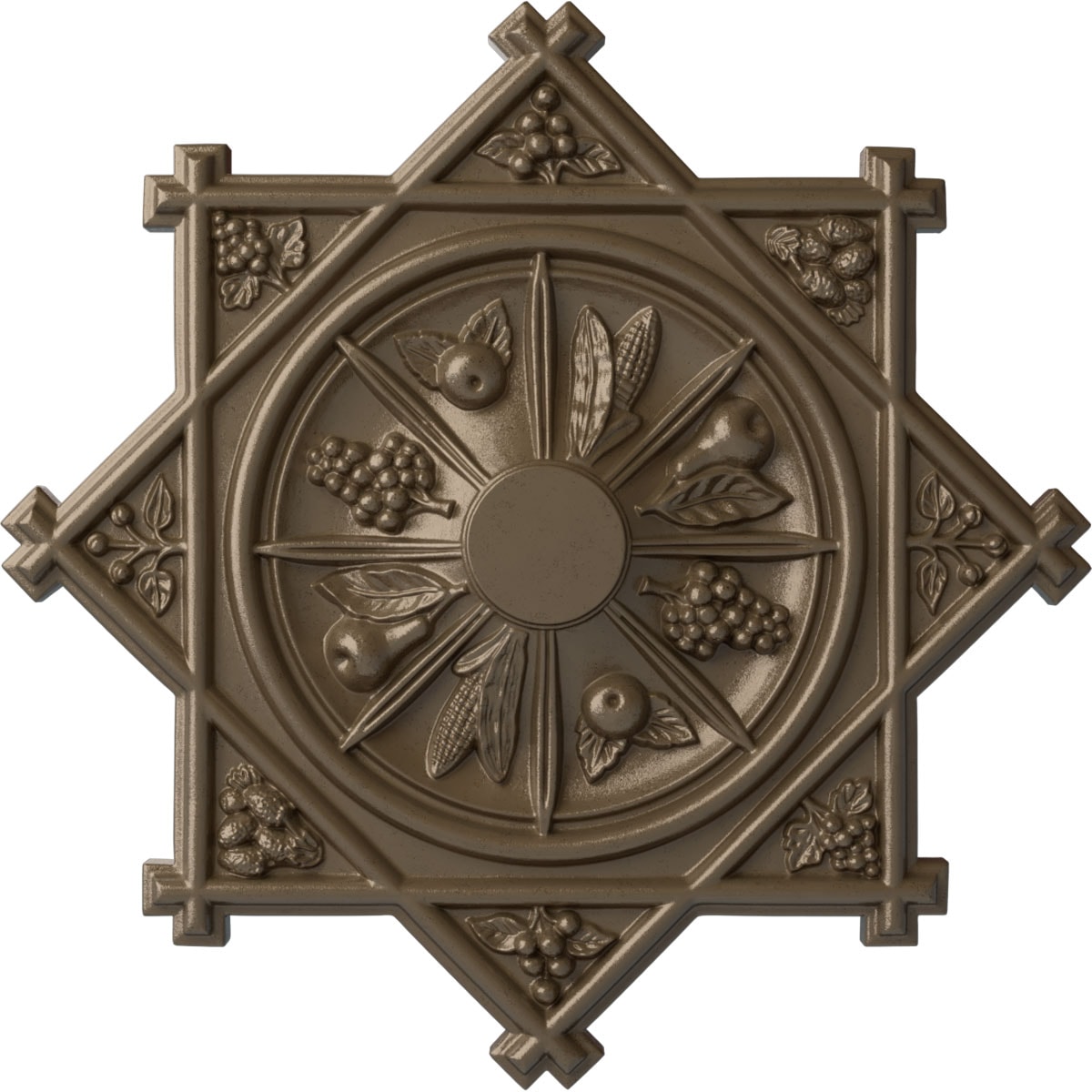Ekena Millwork CM38ANWSS Antilles 38.25-in W x 38.25-in L Painted Warm Silver Polyurethane Whole Ceiling Medallion