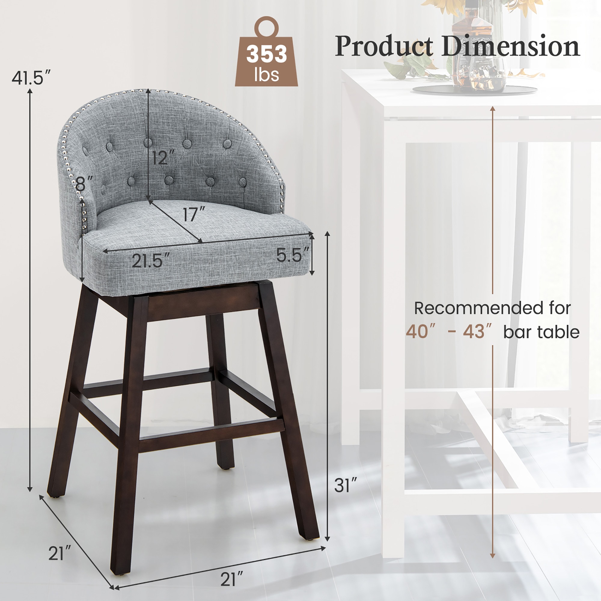 Costway SXL00137 stools - View #2