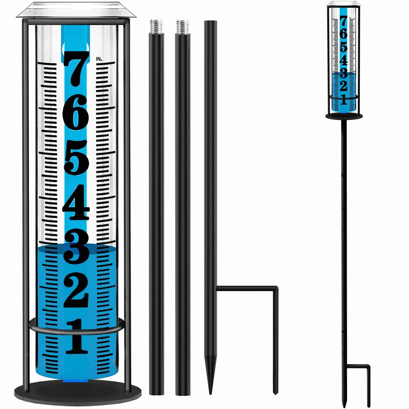 Justincity  Outdoor Rain Gauge Adjustable Height 37 Inch Thick Transparent Plastic Large Font Easy Read Accurate Rain Measuring Tool for Garden