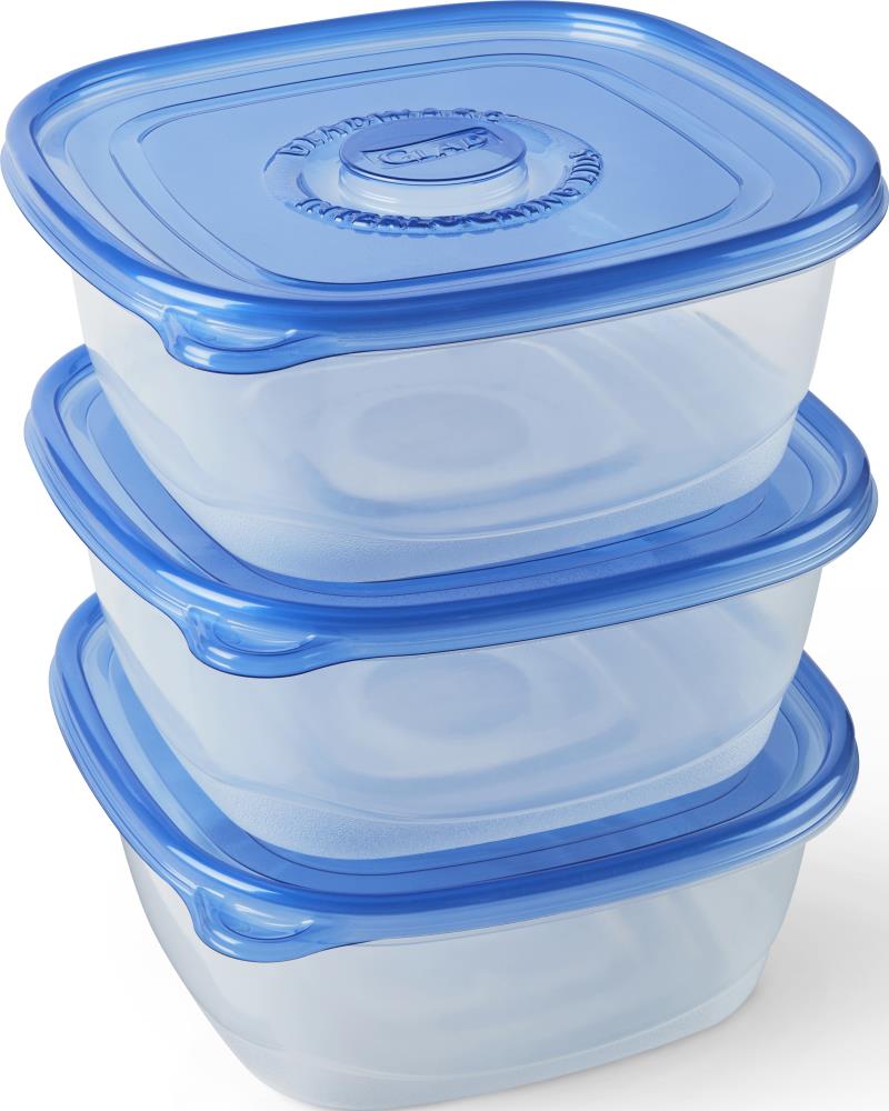 GLAD LockWare Plastic 3 Food STORAGE CONTAINERS + 3 LIDS Small 16