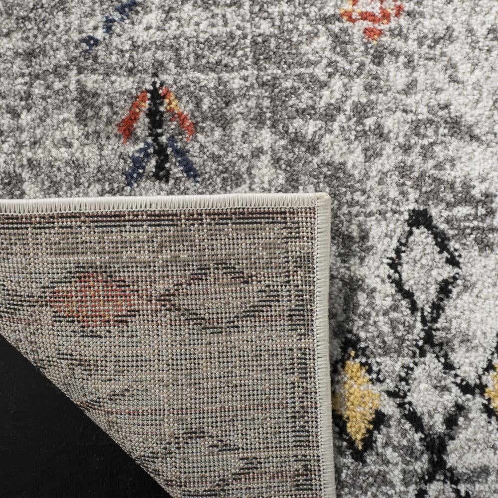 Gray and Multicolor Abstract Synthetic 6' x 9' Rectangular Rug
