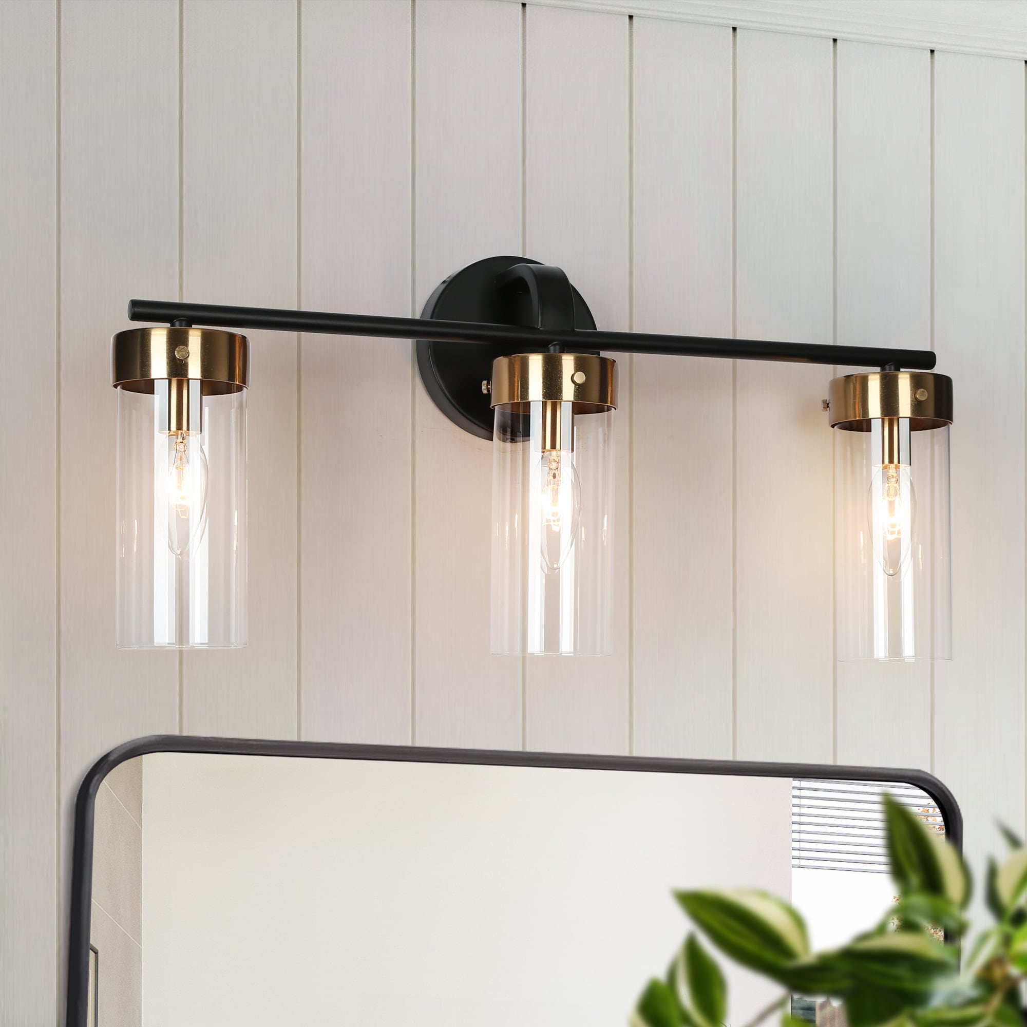 ZEVNI L3AB6BZFW67W3SY8 Lidiar Modern Glam 21.5-in 3 -Light Matte Black Modern/contemporary Vanity light bar